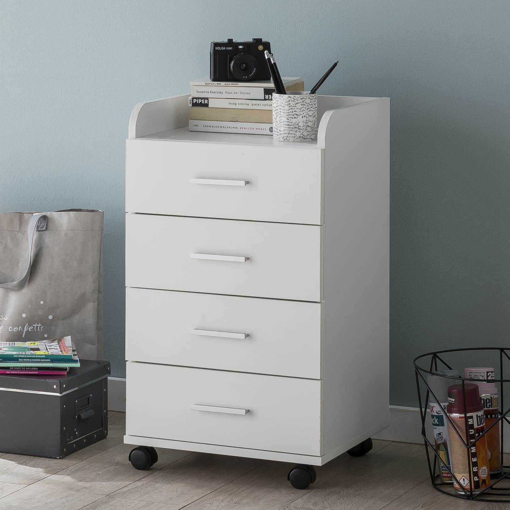 47552-WOHNLING-Rollcontainer-KENT-40x35x65-Weiss-_1 Rollcontainer WL5.748 40 x 70,5 x 33 cm Weiß