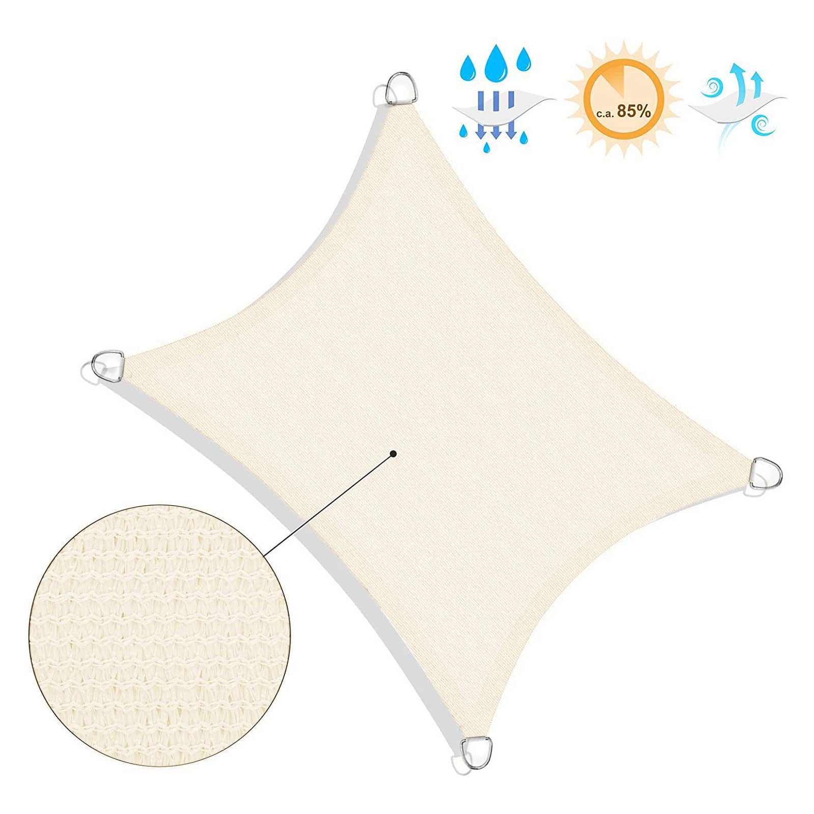 3 x 4 m Sonnensegel aus HDPE-GSS34IVV1