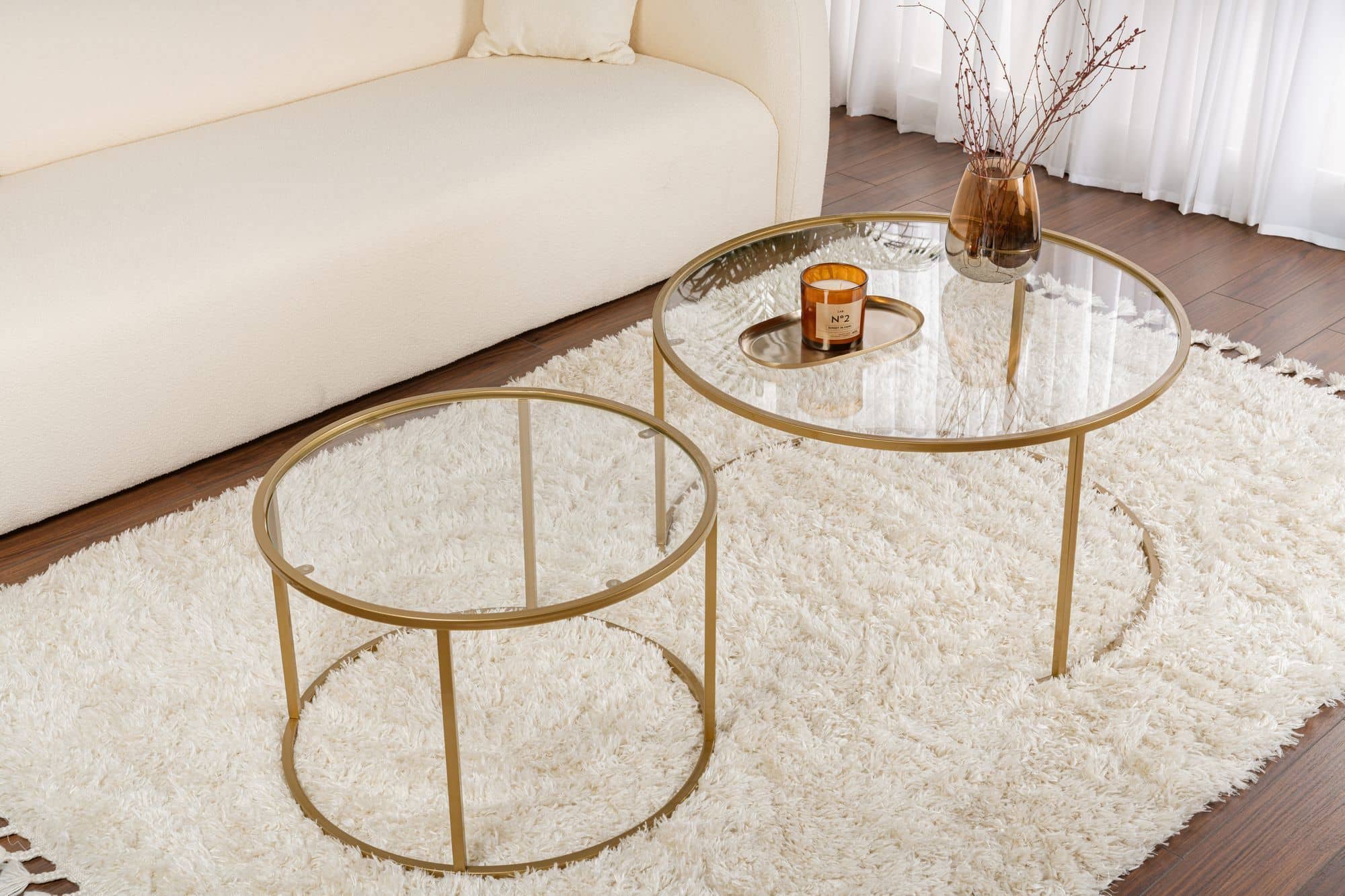 Gold-Transparent-80-60 - 2er Couchtisch Set