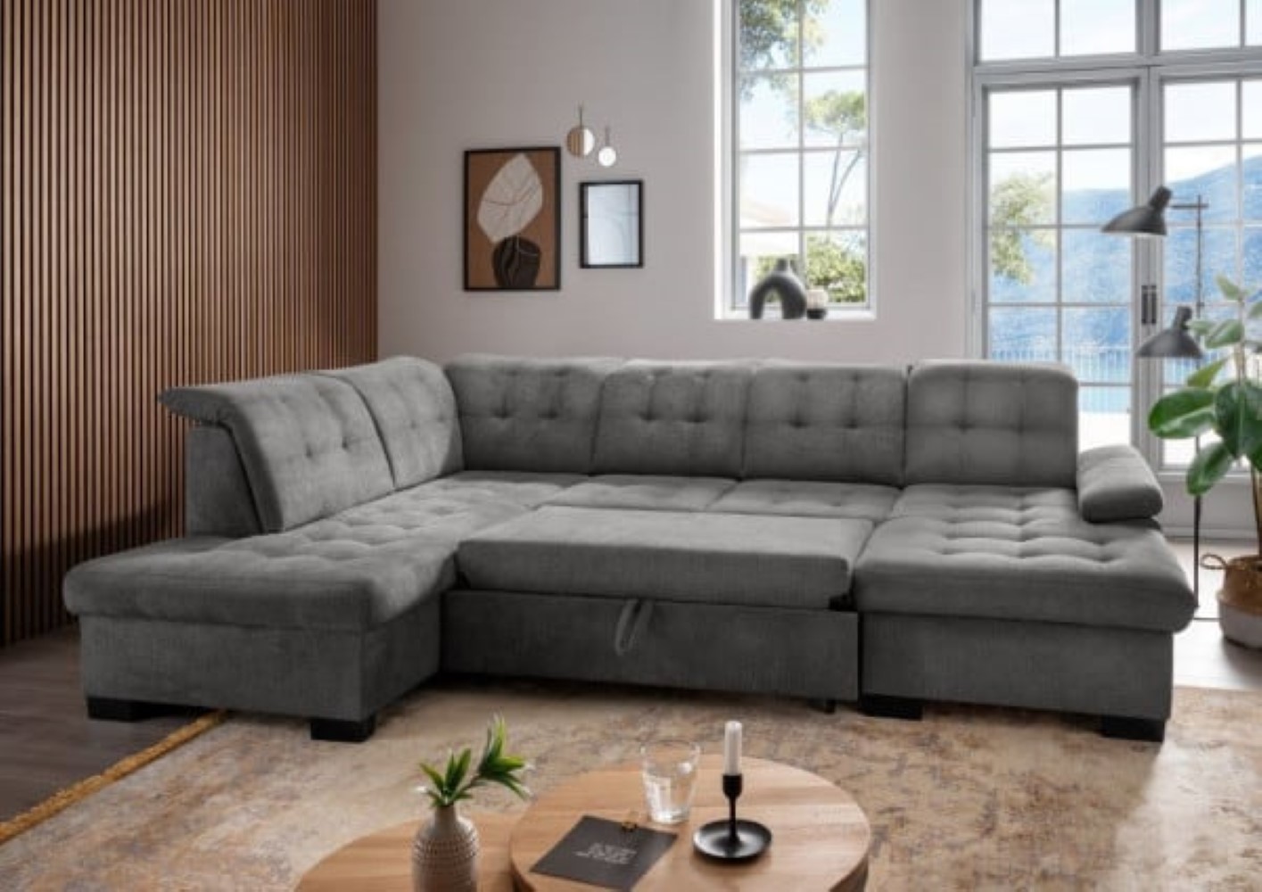 Gemütliche Wohnlandschaft Attentione von Benformato mit Schlaffunktion und Bettkasten Gemütliche Wohnlandschaft Attentione von Benformato mit Schlaffunktion und Bettkasten