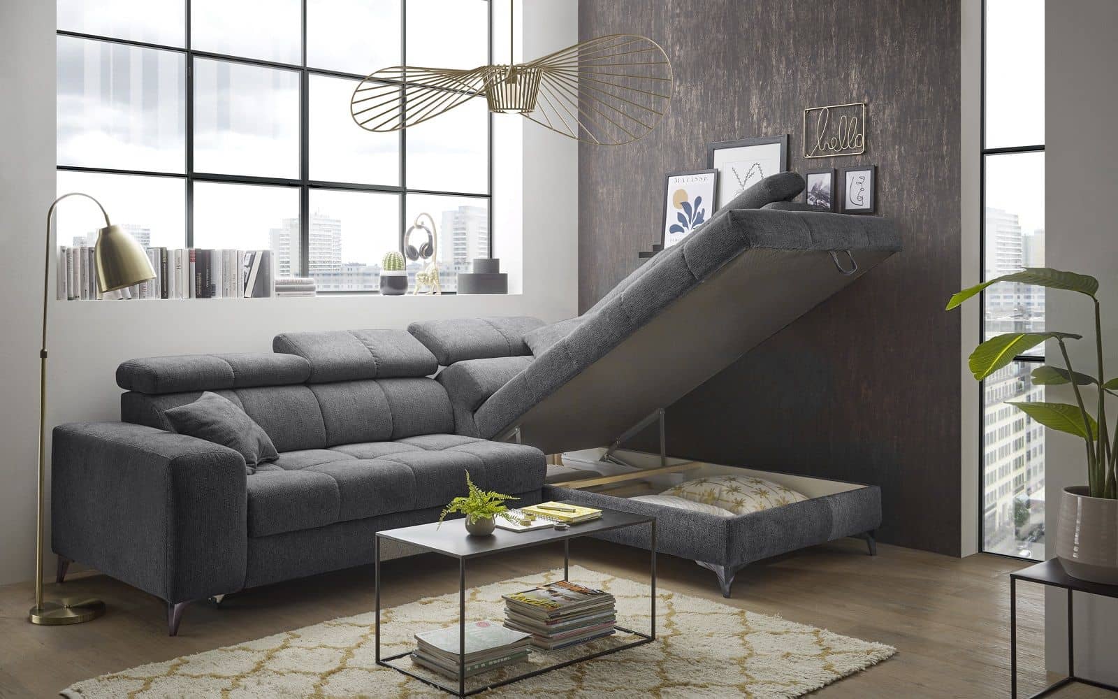 Ecksofa mit elektronischer Wallaway-Funktion | USB-Anschluss - Sydney Ecksofa mit elektronischer Wallaway-Funktion | USB-Anschluss - Sydney