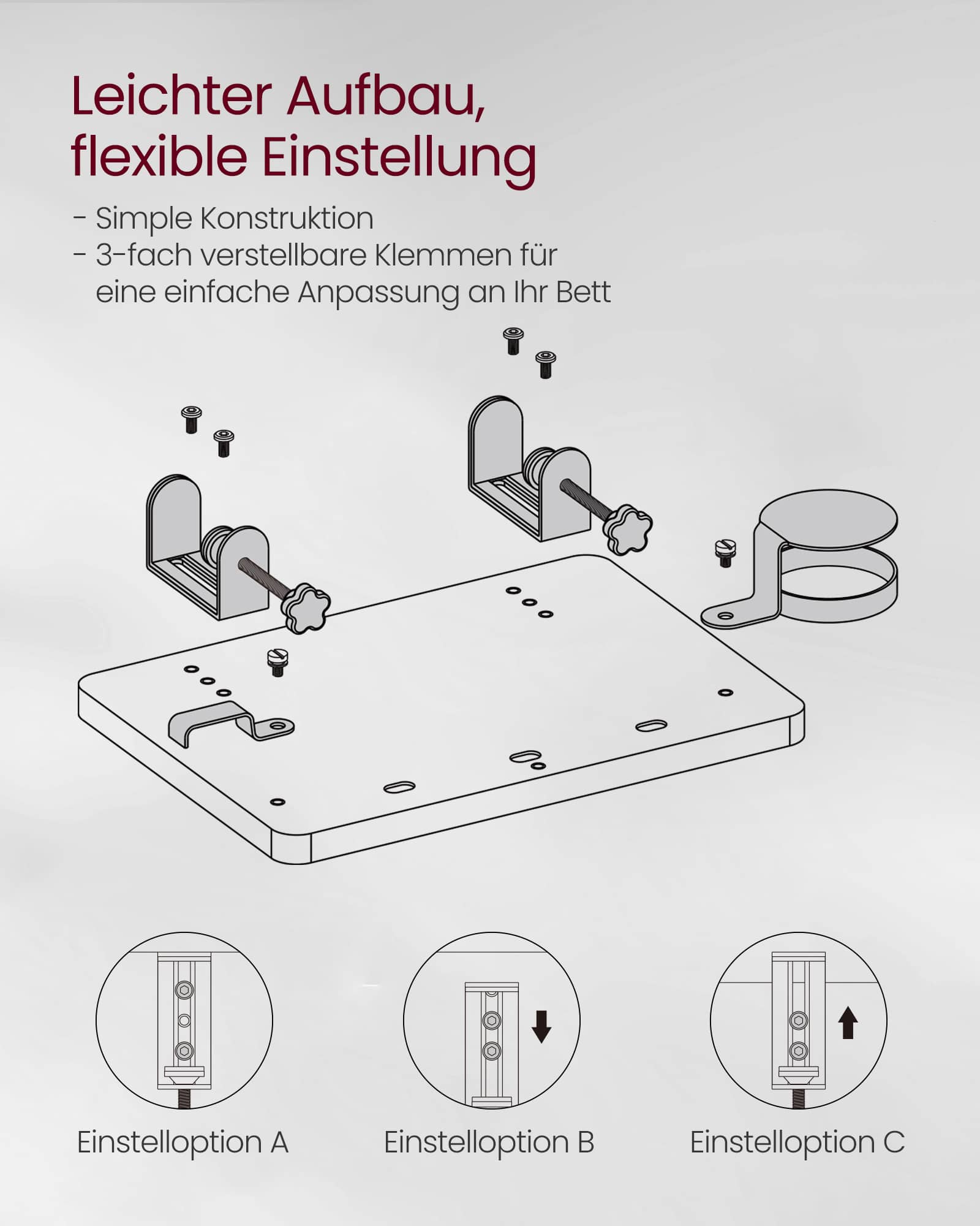 Nachttisch zum Einhängen mit Getränkehalter tintenschwarz Nachttisch zum Einhängen mit Getränkehalter tintenschwarz