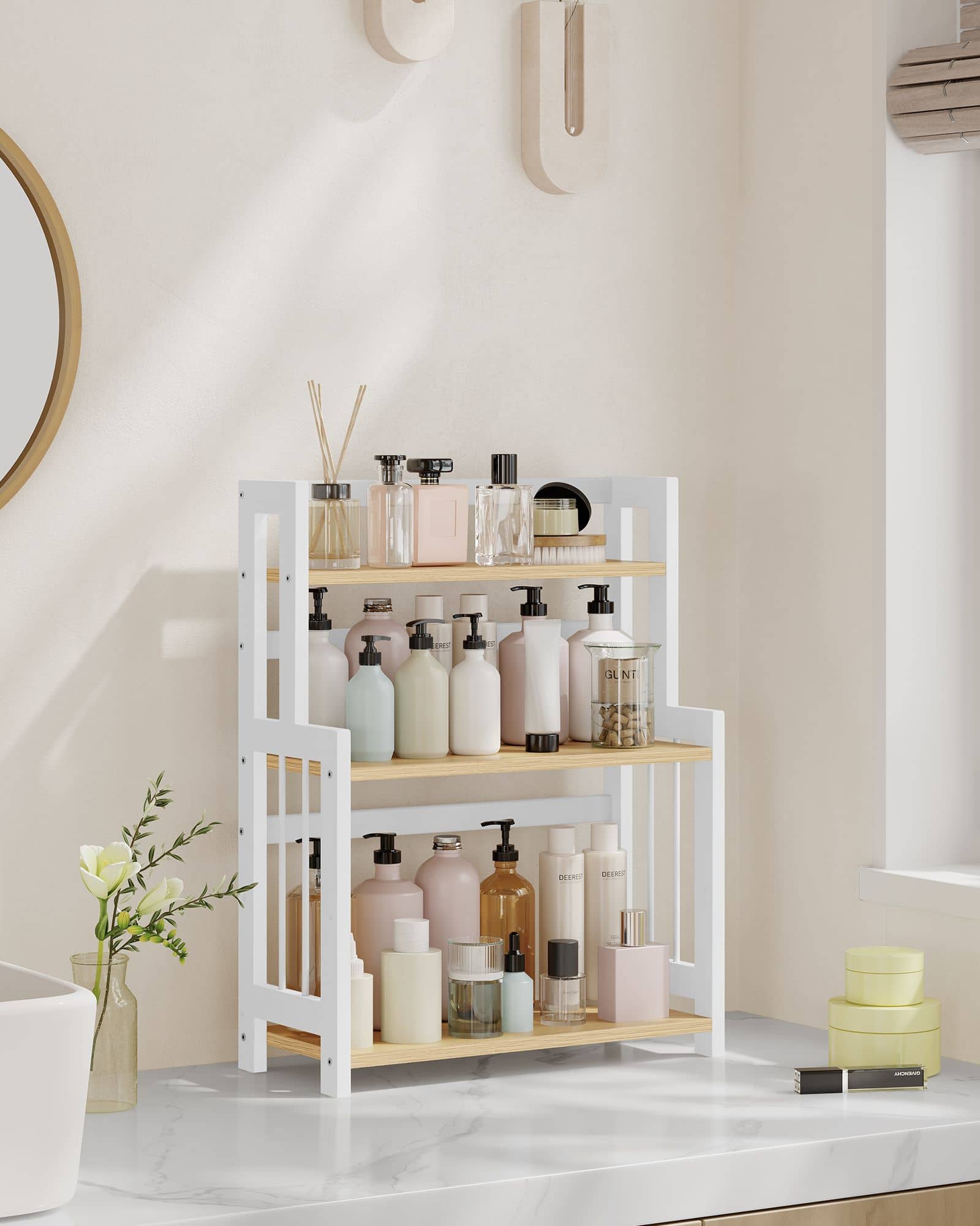 SONGMICS Gewürzregal – 3 Ebenen, natureiche