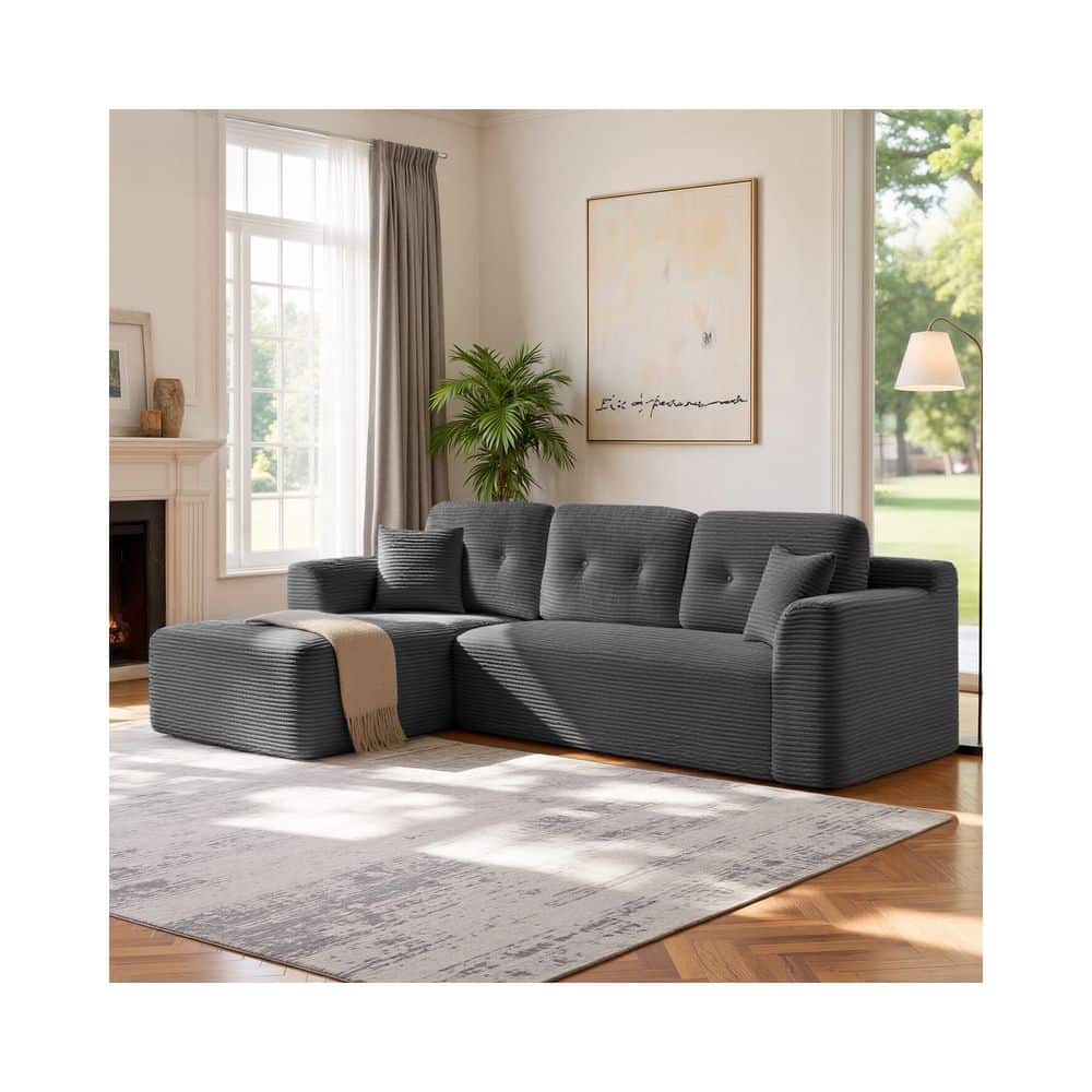 Modulares Ecksofa 244 cm mit Chaiselongue schiefergrau Modulares Ecksofa 244 cm mit Chaiselongue schiefergrau