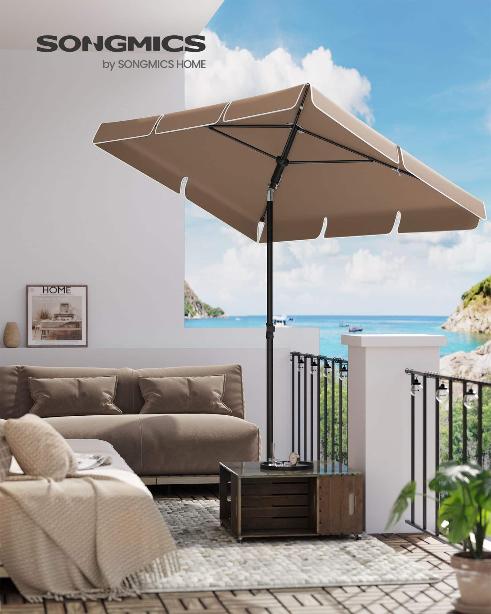 Sonnenschirm 200 x 125 cm knickbar und höhenverstellbar Sonnenschirm 200 x 125 cm knickbar und höhenverstellbar