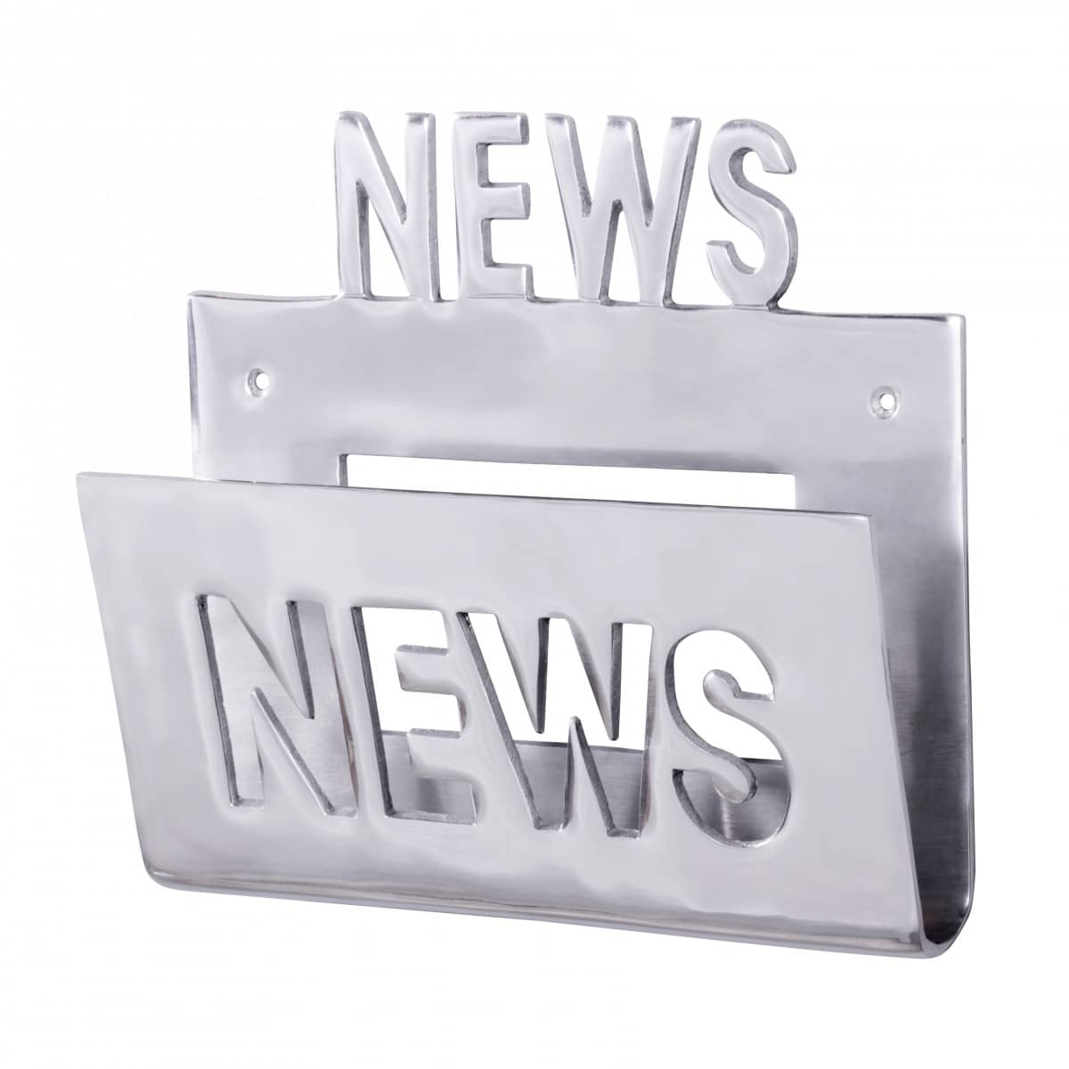 38990-Wohnling-Deko-Prospekthalter-NEWS-fuer-die-_3OfbqgQDcCV3Xu Deko Prospekthalter für die Wand Design Zeitungshalter News Zeitschriftenhalter aus Aluminium Farbe Silbe