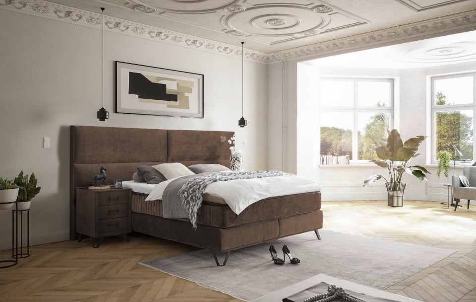 ED Exciting Design Boxspringbett Trapani H3/H4 mit Duo-Wendematratze, XXL Kopfteil und Massivfüßen – Erhältlich in 160×200 cm und 180×200 cm,Vogue-Mikrofaser 5 Farbvarianten