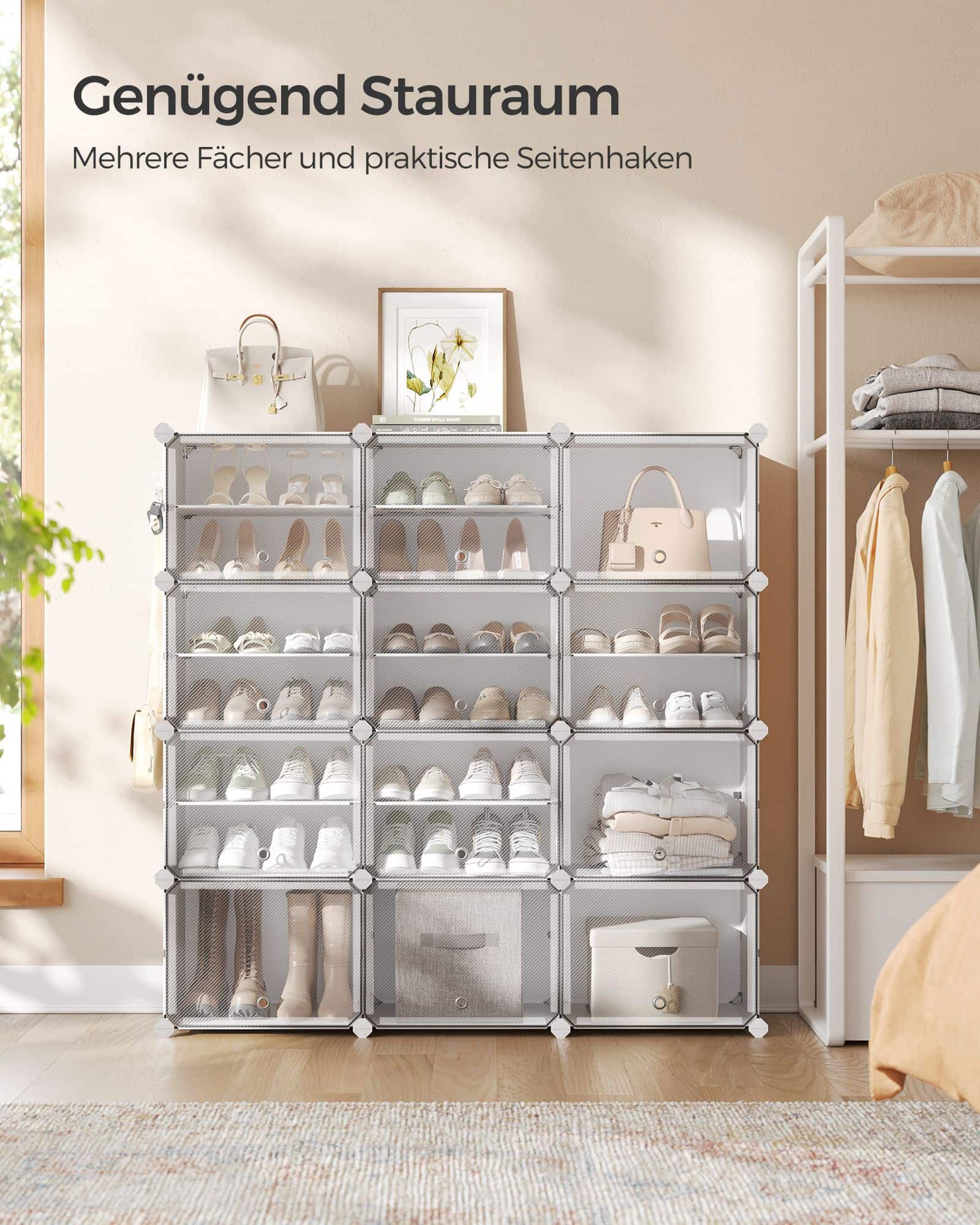 Schuhregal mit 12 Fächern aus Stahlrahmen-LPC040W01 Schuhregal mit 12 Fächern aus Stahlrahmen-LPC040W01