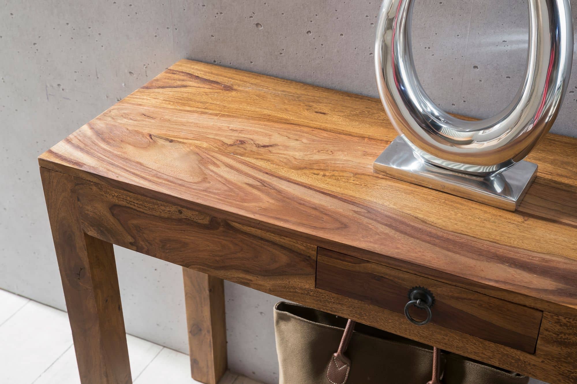31323-WOHNLING-Konsolentisch-MUMBAI-Massivholz-Sh_5 Konsolentisch MUMBAI Massivholz Sheesham Konsole mit 1 Schublade Schreibtisch 120 x 40 cm Landhaus-Stil Sideboard