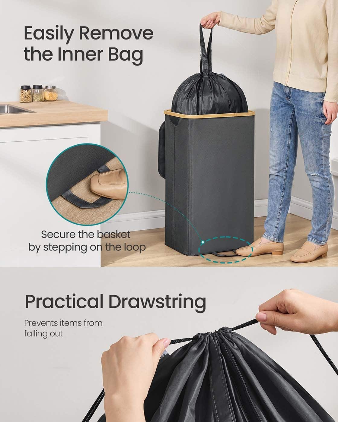 Pfandflaschen-Sammelbehälter 95 L schiefergrau-naturbeige Pfandflaschen-Sammelbehälter 95 L schiefergrau-naturbeige