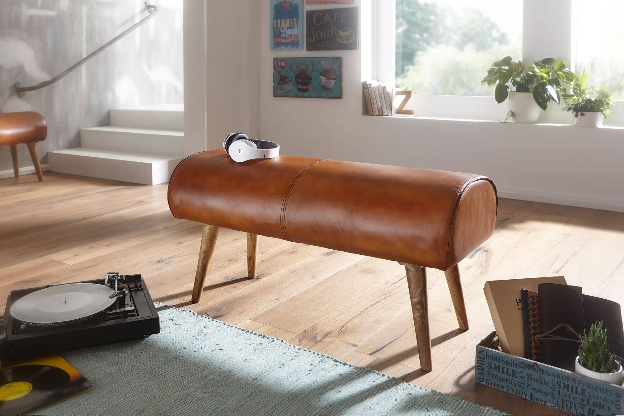 52637-WOHNLING-Sitzbank-100x38x49-cm-WL6-086-WL6-086_2lN97m9mZO1lRo Sitzbank Echtleder / Massivholz Bank 100x53x40 cm