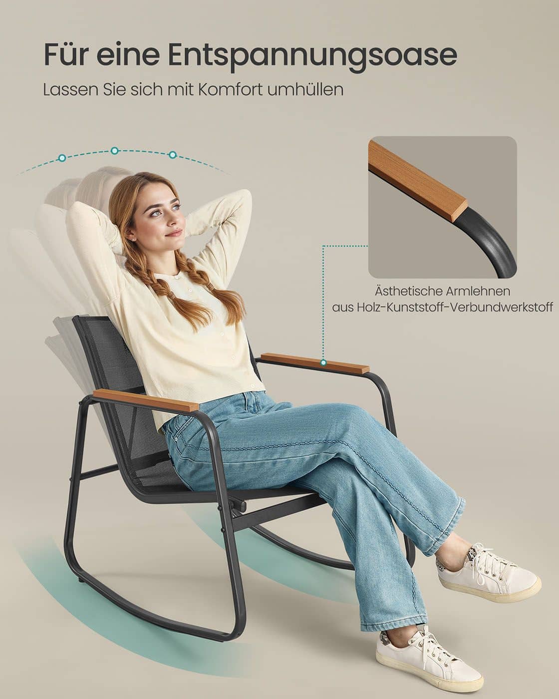 Gartenmöbel-Set Gartenbank und 2 Schaukelstühle mit Tisch tintenschwarz Gartenmöbel-Set Gartenbank und 2 Schaukelstühle mit Tisch tintenschwarz