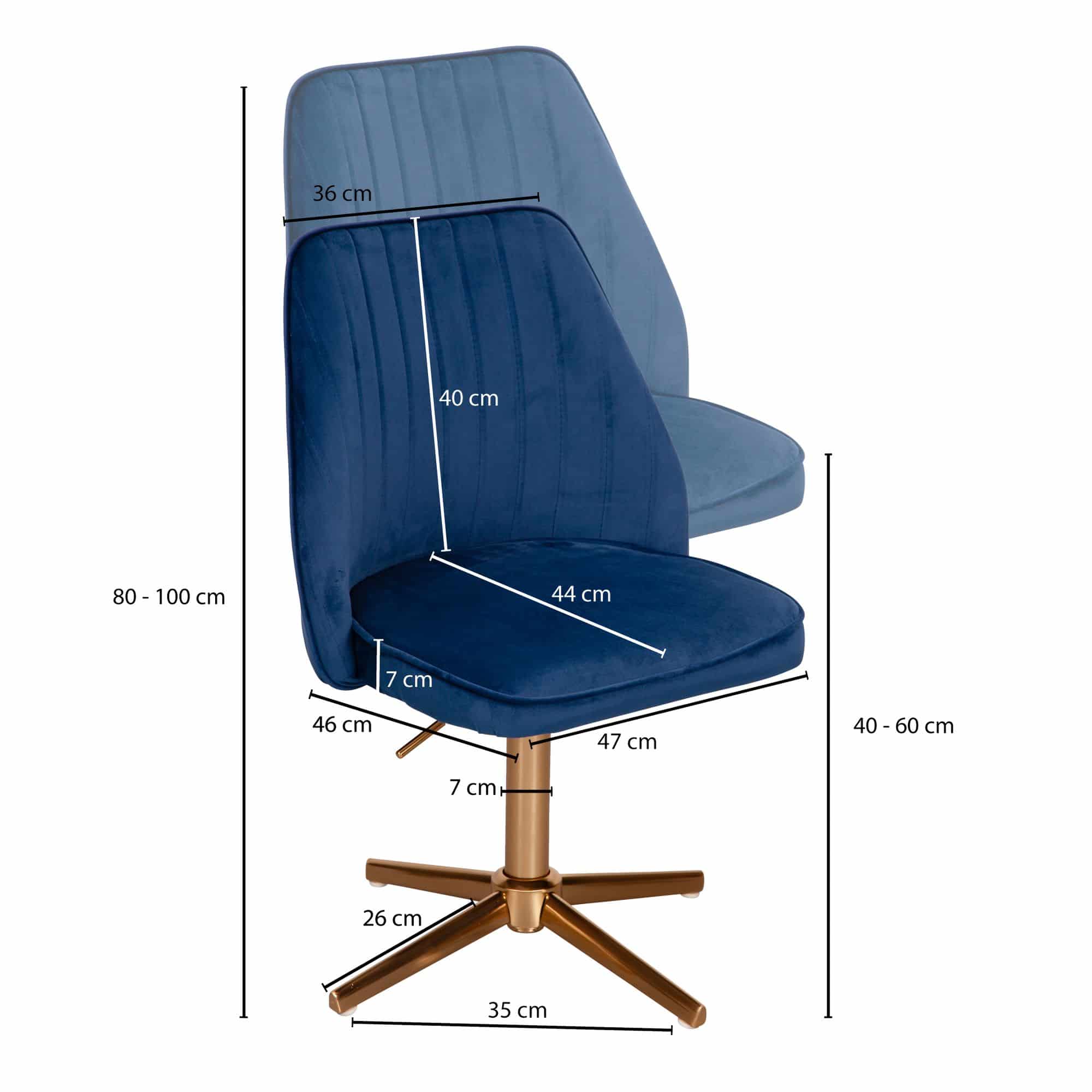 57493-Wohnling-Drehstuhl-Samt-Dunkelblau-WL6-304-WL6-304_9 Schreibtischstuhl Dunkelblau Samt Design Drehstuhl mit Lehne