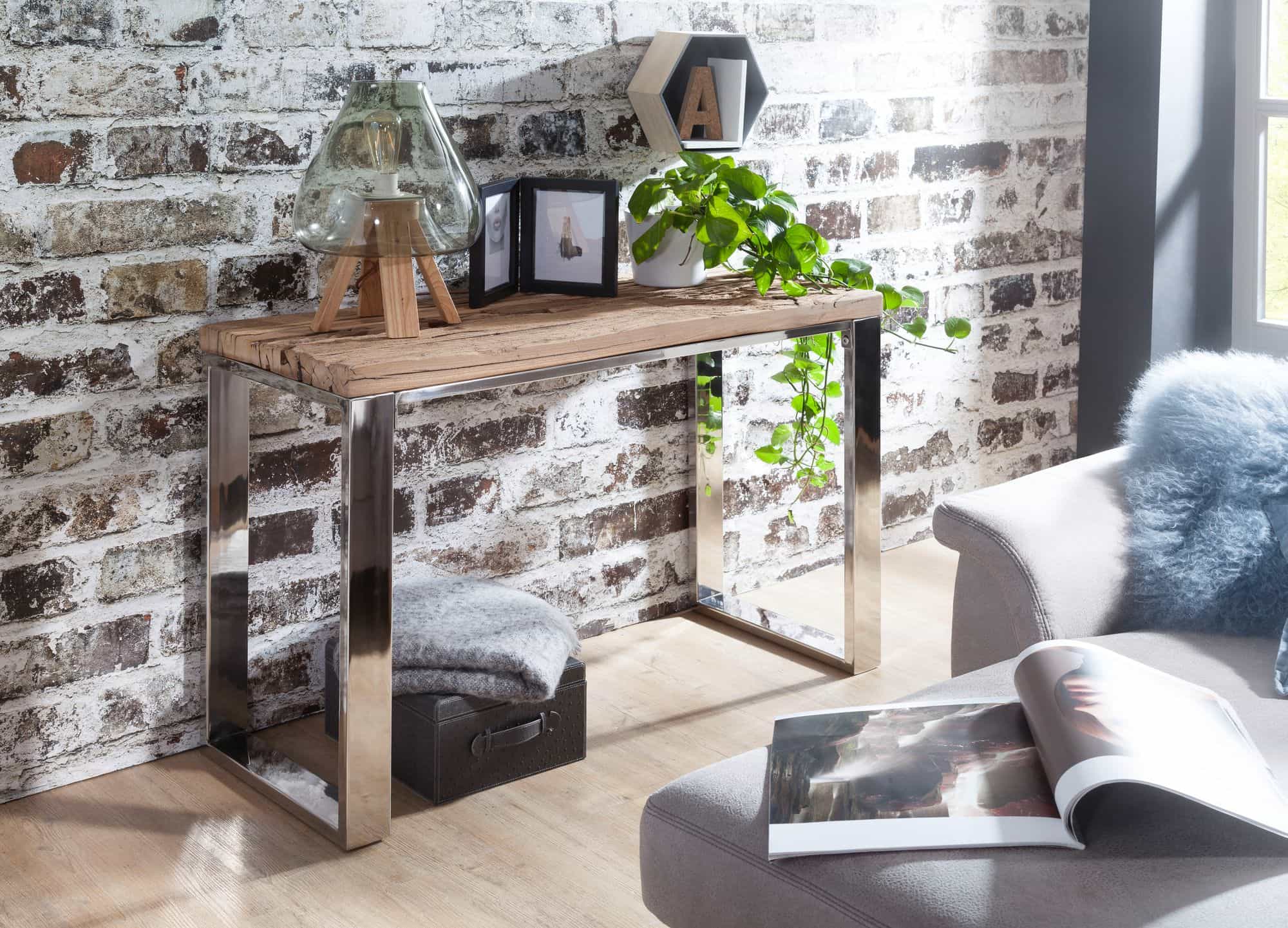 Konsolentisch 115x76x46 cm Massiv-Holz Akazie Natur Konsolentisch 115x76x46 cm Massiv-Holz Akazie Natur
