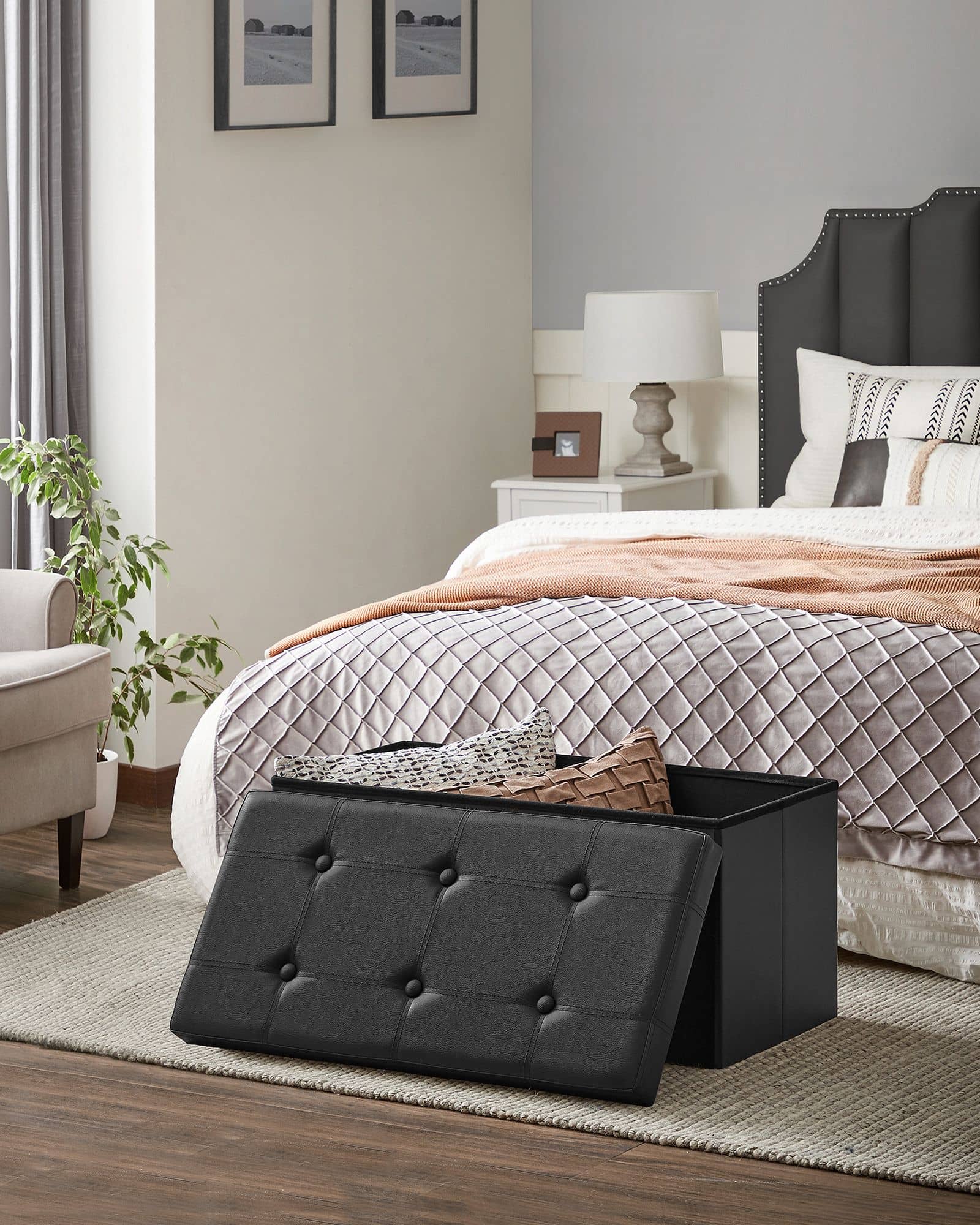 Sitztruhe 76 cm Kunstleder Schwarz-LSF105 Sitztruhe 76 cm Kunstleder Schwarz-LSF105