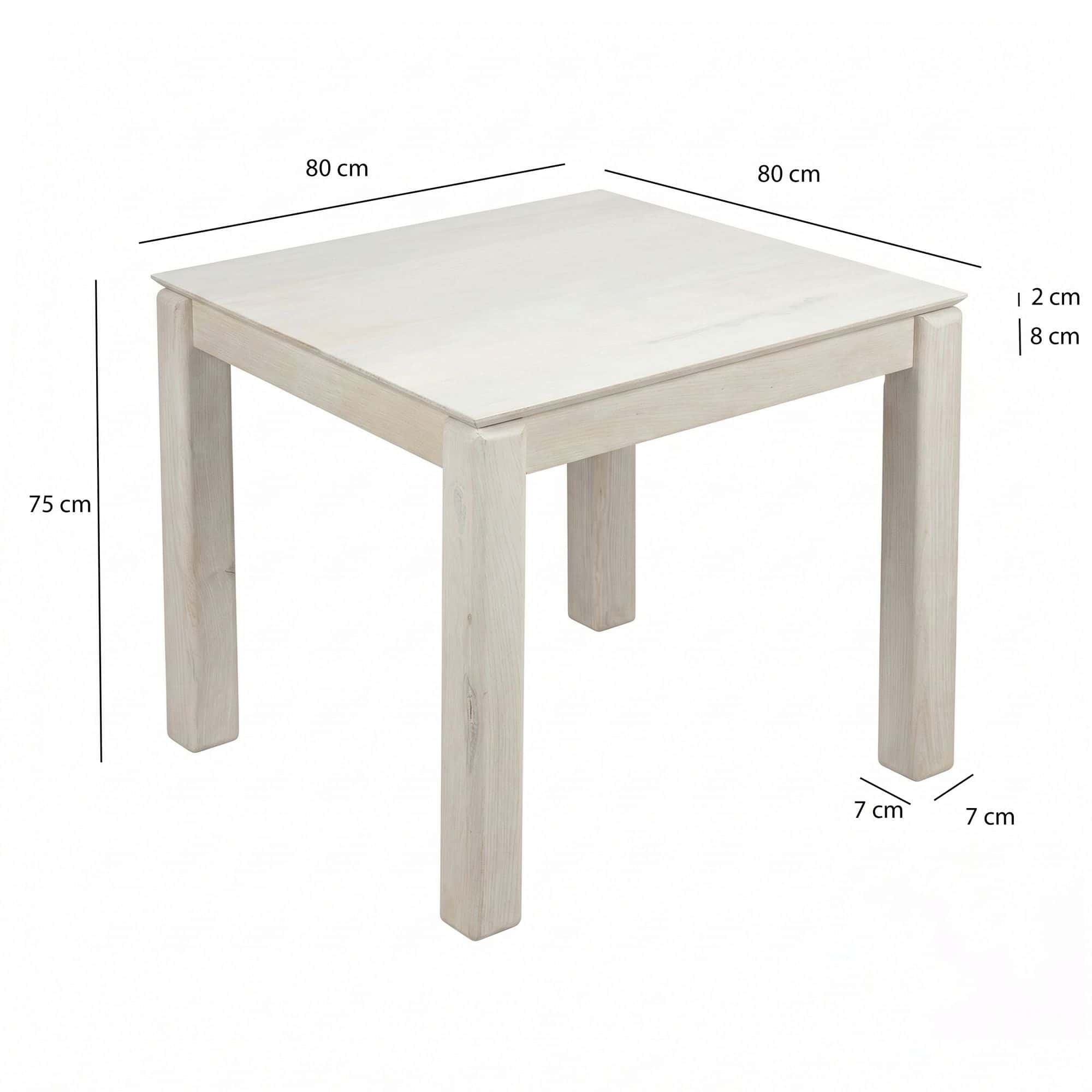 Esstisch Massivholz Mango 80x80 cm White Wash - Quadratischer Esszimmertisch Holz - Küchentisch modern für 4 Personen - Stabiler Holztisch - Tisch für Esszimmer Bistrotisch Handmade Esstisch Massivholz Mango 80x80 cm White Wash - Quadratischer Esszimmertisch Holz - Küchentisch modern für 4 Personen - Stabiler Holztisch - Tisch für Esszimmer Bistrotisch Handmade
