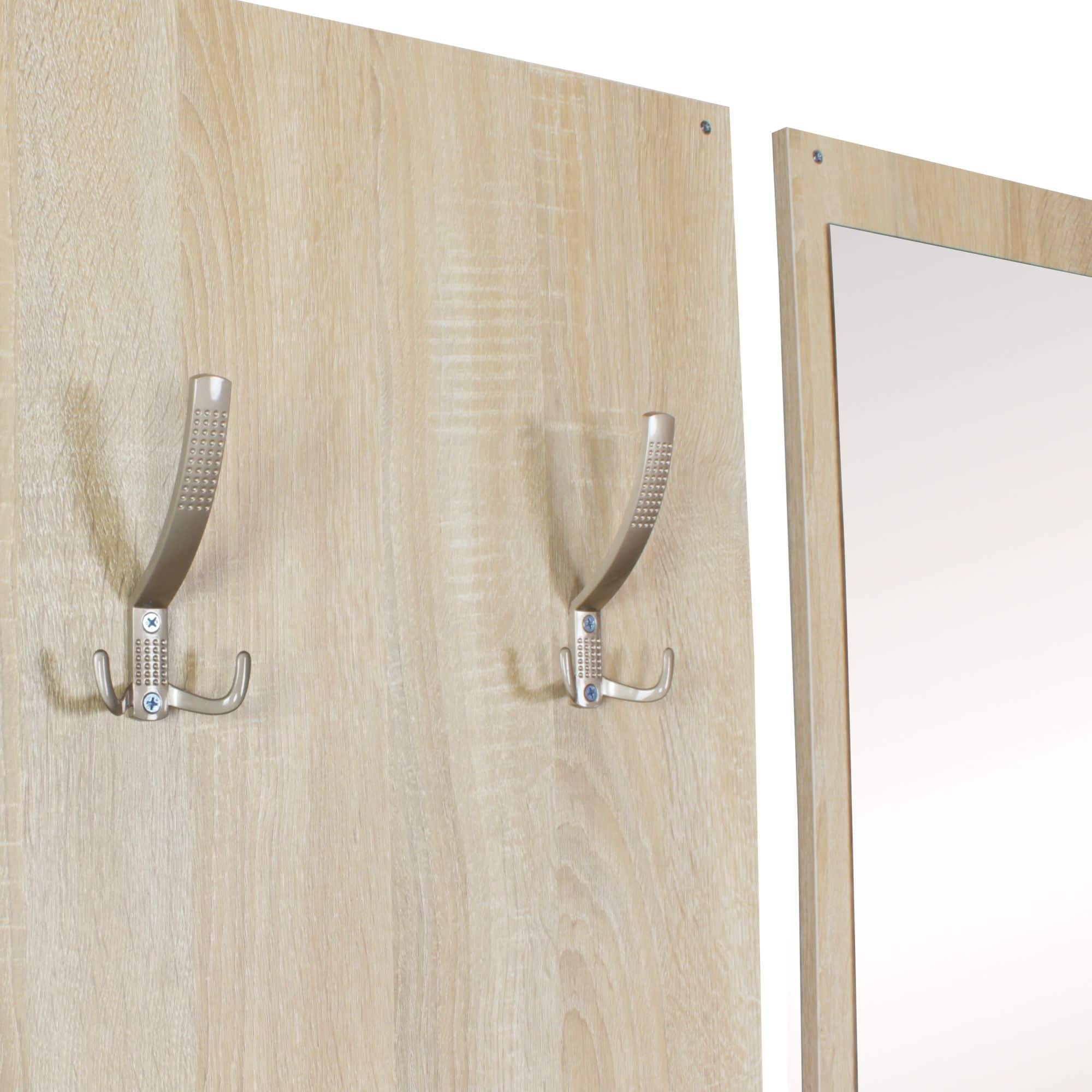 44695-WOHNLING-Garderobe-mit-Spiegel-sonoma-mit-F_5 Wand-Garderobe SALERNO mit Spiegel & Schuhschrank Spanplatte sonoma