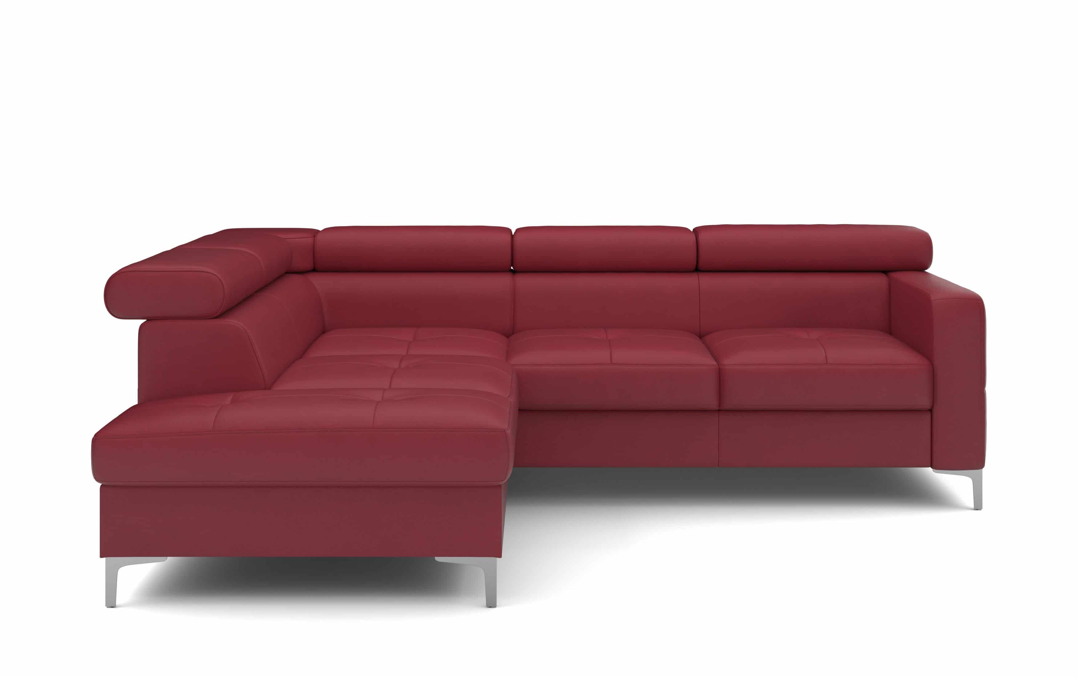 Echtleder Ecksofa Sammy mit Schlaffunktion & Bettkasten in rot - Cotta