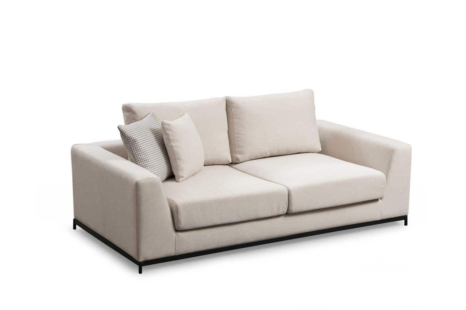 Sofa Line 2-Sitzer Beige – Flachgewebe mit Metallfüßen Sofa Line 2-Sitzer Beige – Flachgewebe mit Metallfüßen