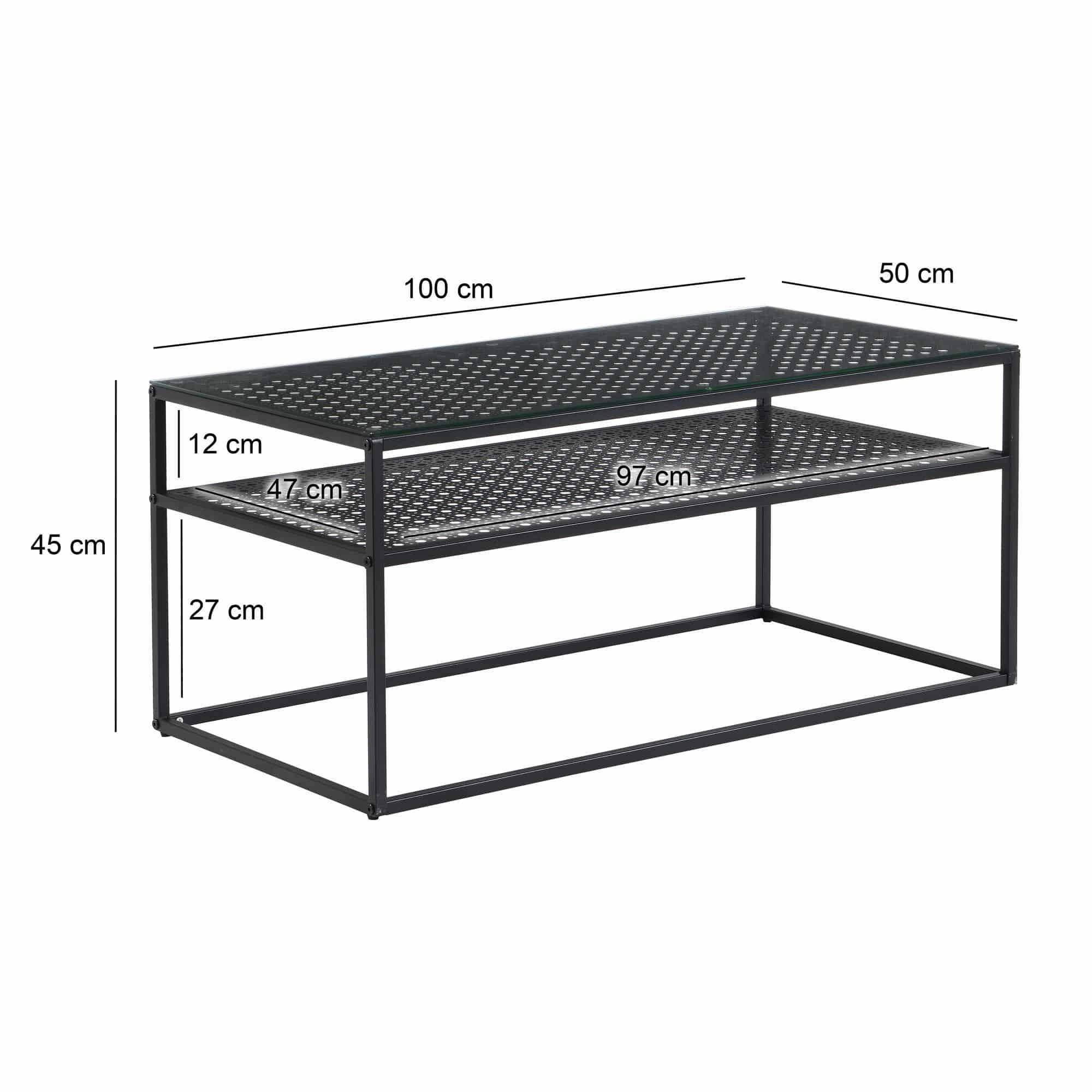 Couchtisch Glas Rechteckig 100 cm Schwarz
