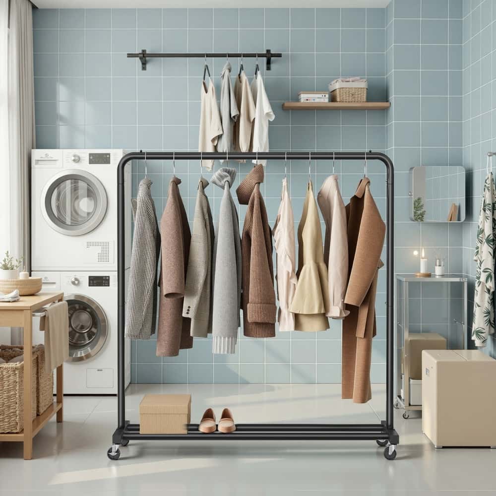 Kleiderständer, Kleiderstange auf Rollen, Garderobenständer Kleiderständer, Kleiderstange auf Rollen, Garderobenständer