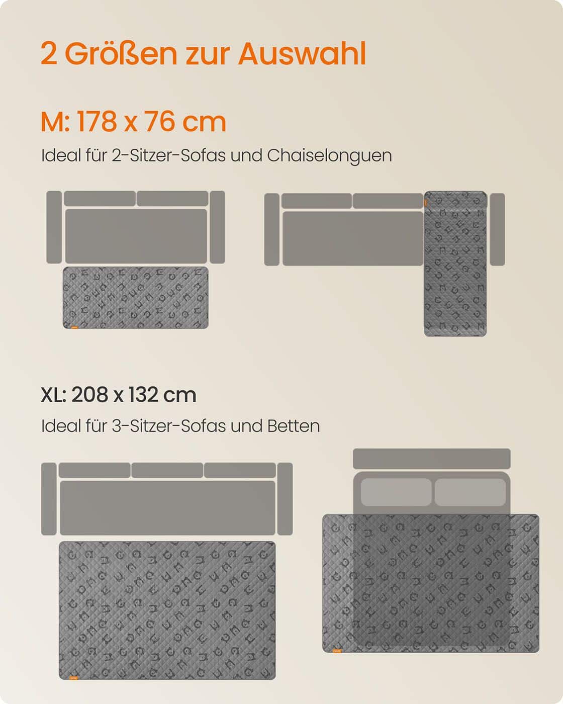 Wasserdichte Hundedecke 178 x 76 cm mit rutschfester Unterseite taubengrau Wasserdichte Hundedecke 178 x 76 cm mit rutschfester Unterseite taubengrau