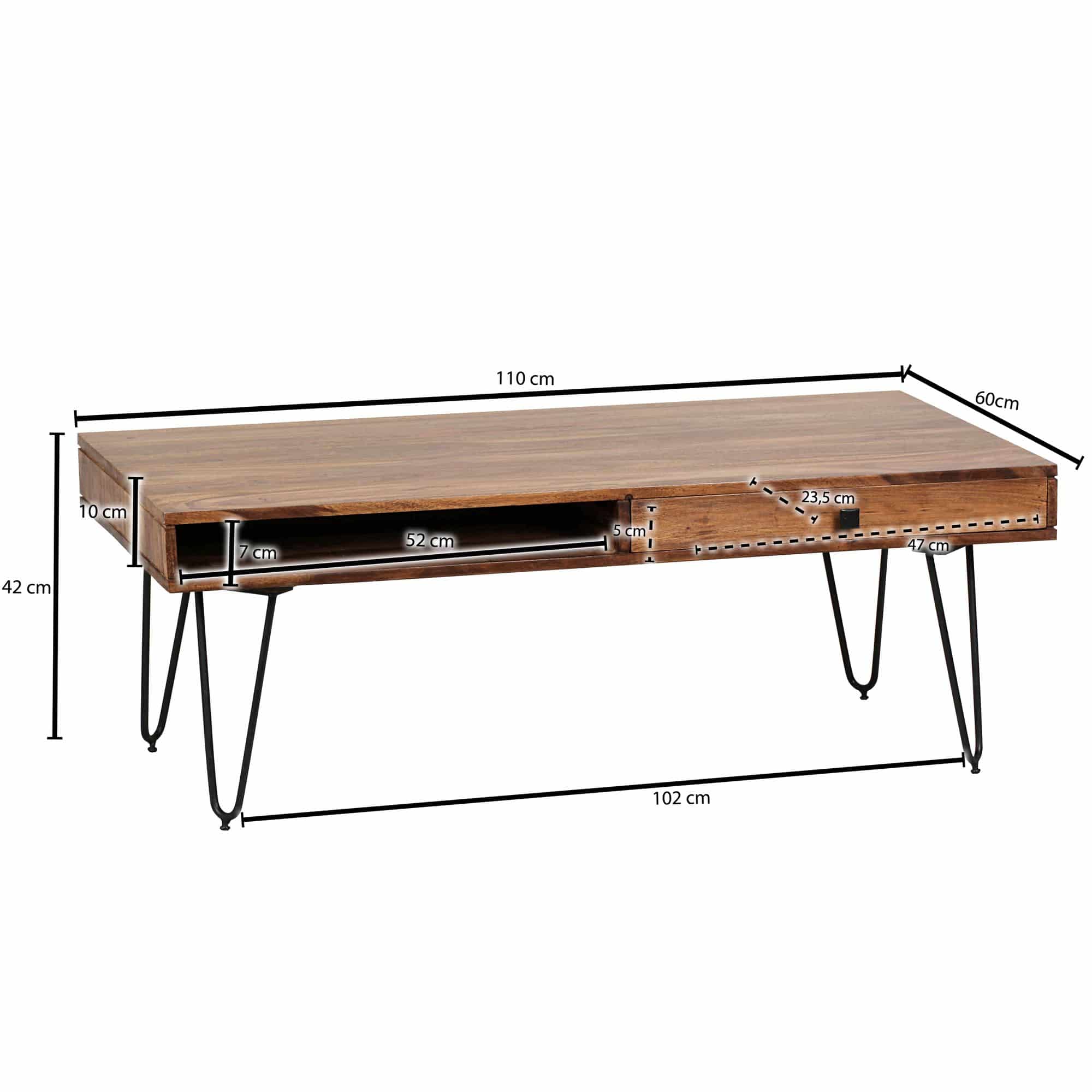 Couchtisch BAGLI Massiv-Holz Sheesham 110 cm breit Wohnzimmer-Tisch Design Metallbeine Landhaus-Stil Beistelltisch Couchtisch BAGLI Massiv-Holz Sheesham 110 cm breit Wohnzimmer-Tisch Design Metallbeine Landhaus-Stil Beistelltisch