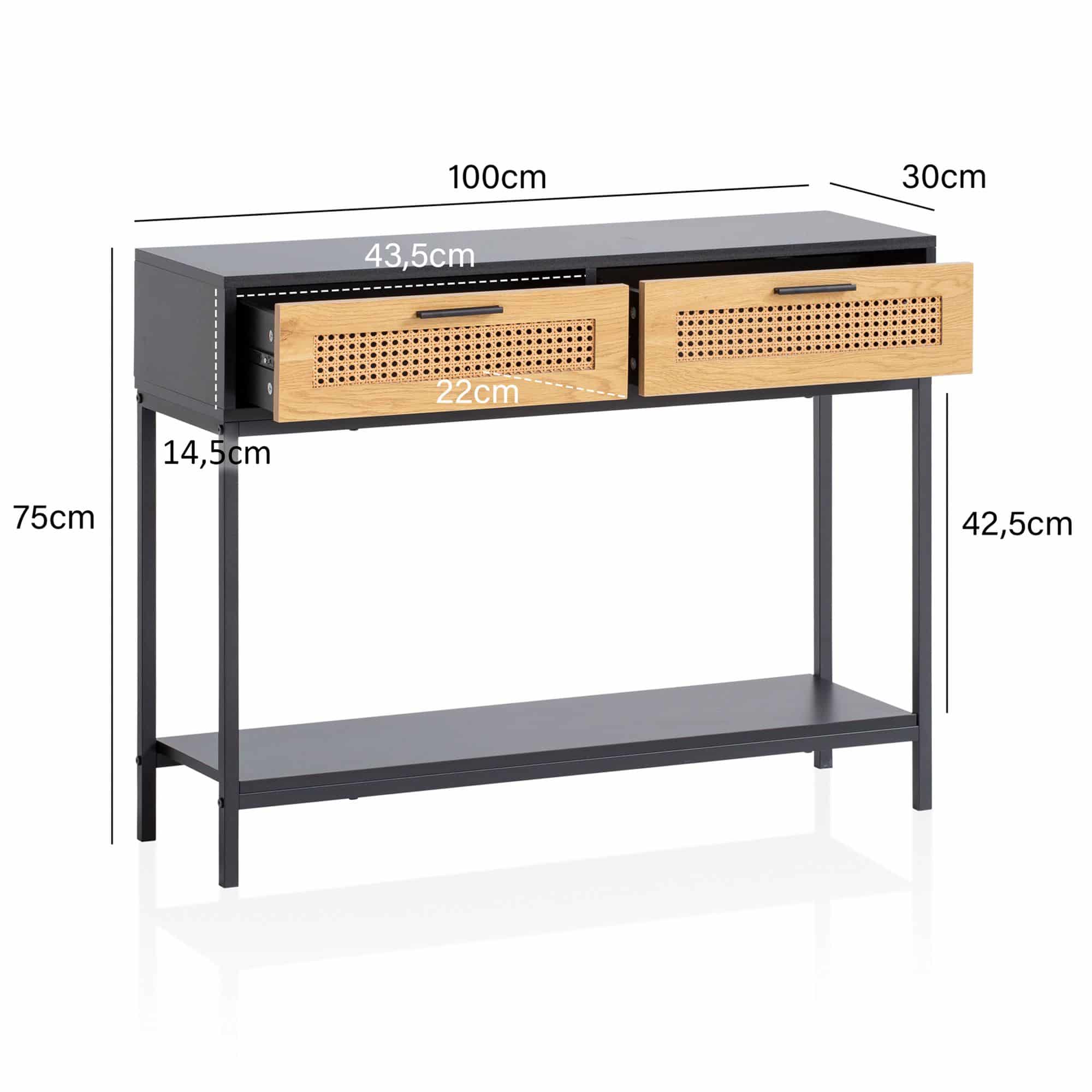 Konsolentisch Schwarz 100x30x75 cm Design Anrichte Flur Konsolentisch Schwarz 100x30x75 cm Design Anrichte Flur