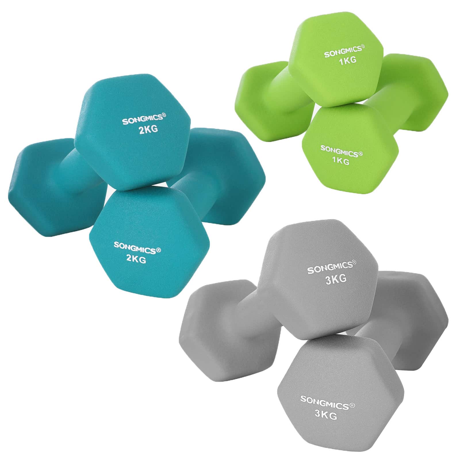 Hantel-Set 1, 2, 3 kg Grau-Grün-B34SYL612GN Hantel-Set 1, 2, 3 kg Grau-Grün-B34SYL612GN