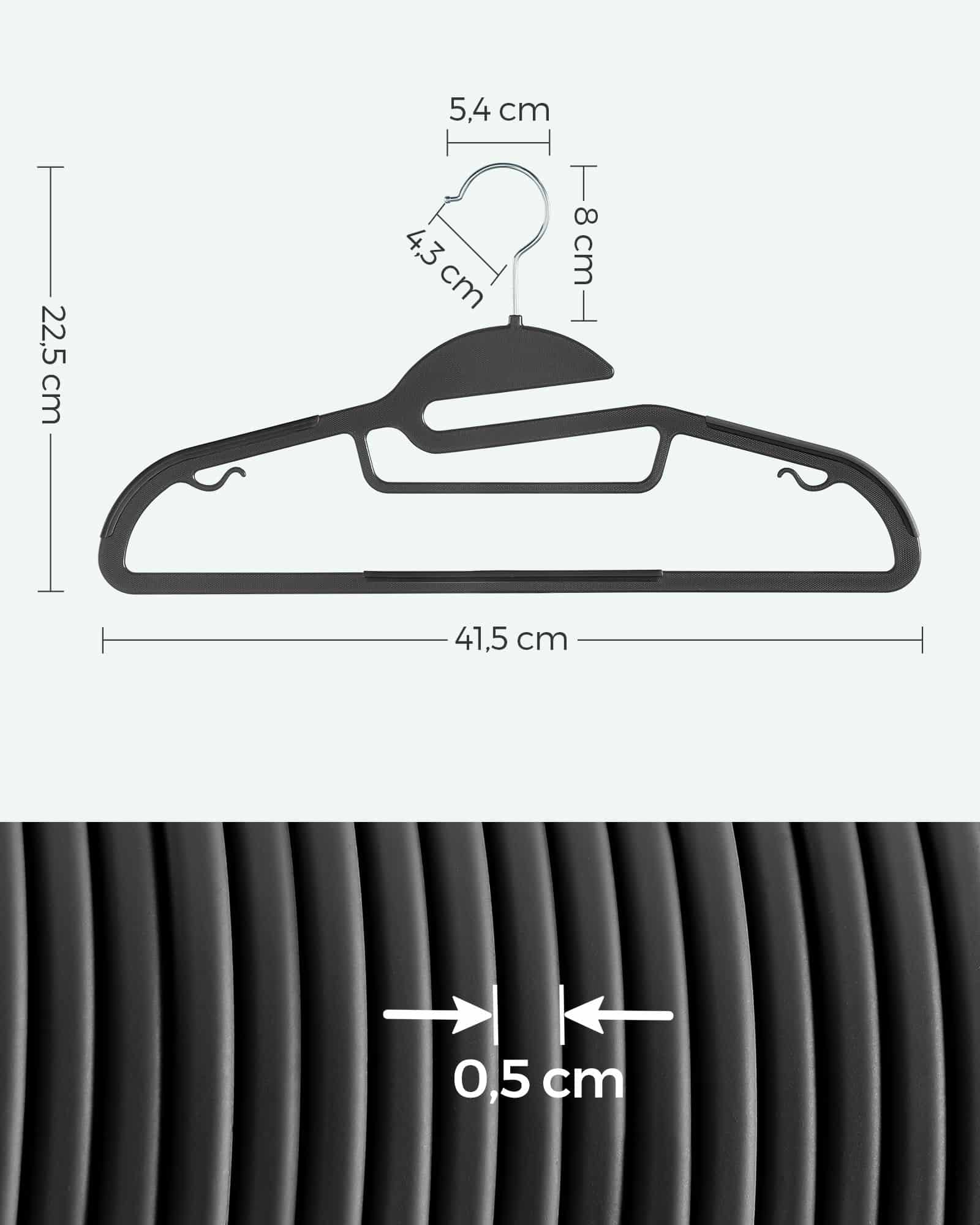 Kleiderbügel Kunststoff rutschfest platzsparend schwarz-CRP041B05 Kleiderbügel Kunststoff rutschfest platzsparend schwarz-CRP041B05