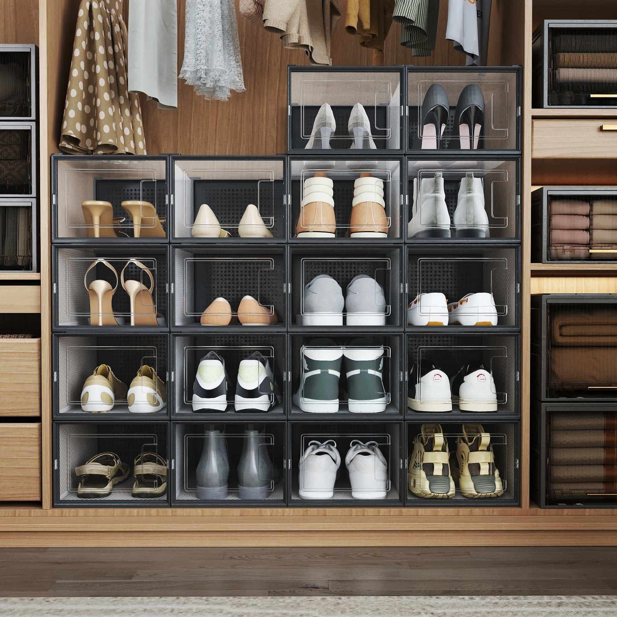 Schuhboxen, 18er Set, Schuh-Organizer aus Kunststoff Schuhboxen, 18er Set, Schuh-Organizer aus Kunststoff