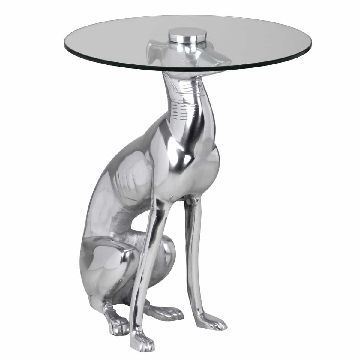 38947-Wohnling-Beistelltisch-DOG-Silber-40-cm-WL1-6E61XbY9i8hG2F Design Deko Beistelltisch Figur DOG aus Aluminium Farbe Silber