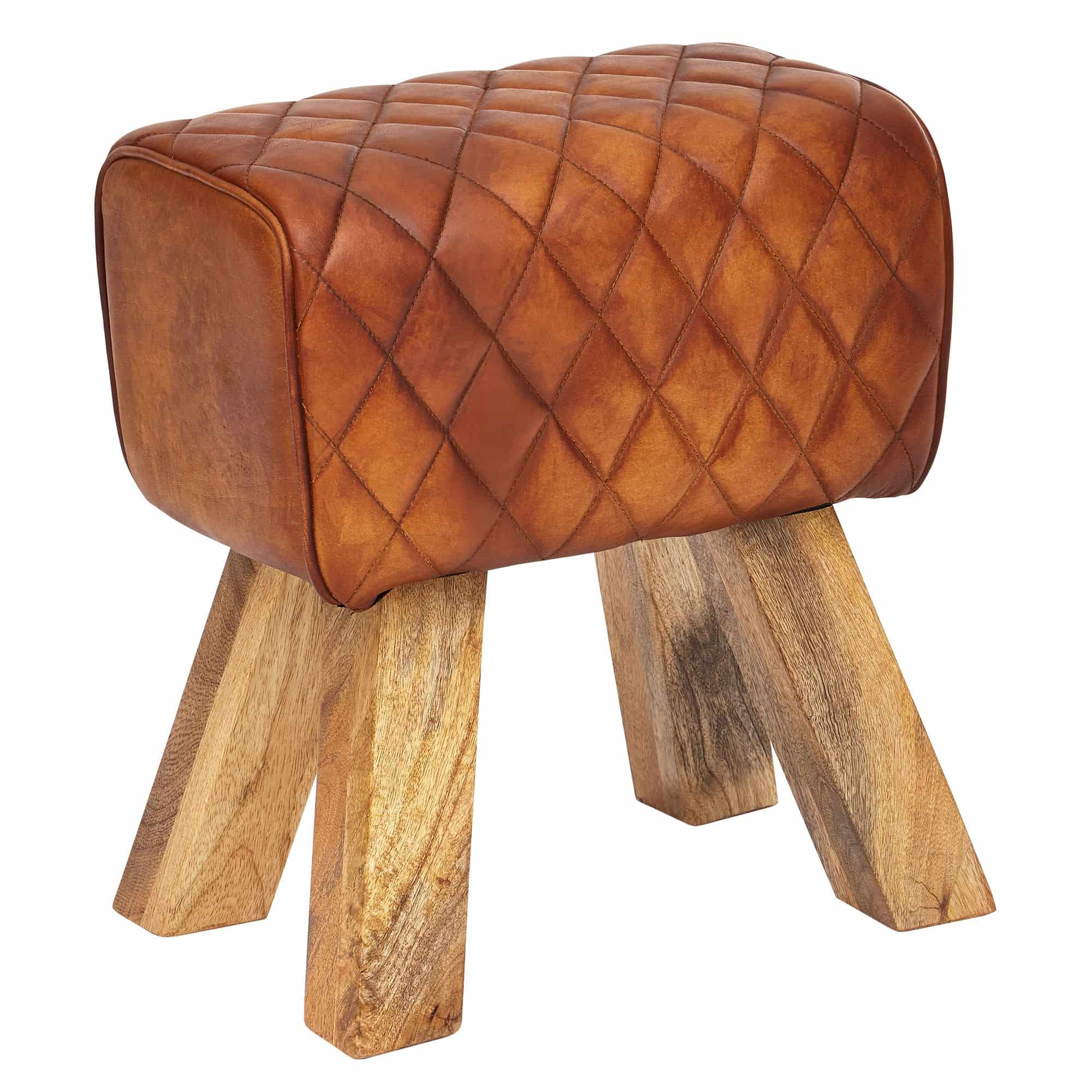 52643-WOHNLING-Sitzbank-40x30x45-cm-WL6-092-WL6-0924SPjvC9bJXcqJ Hochwertiger Sitzhocker aus Holz und Leder