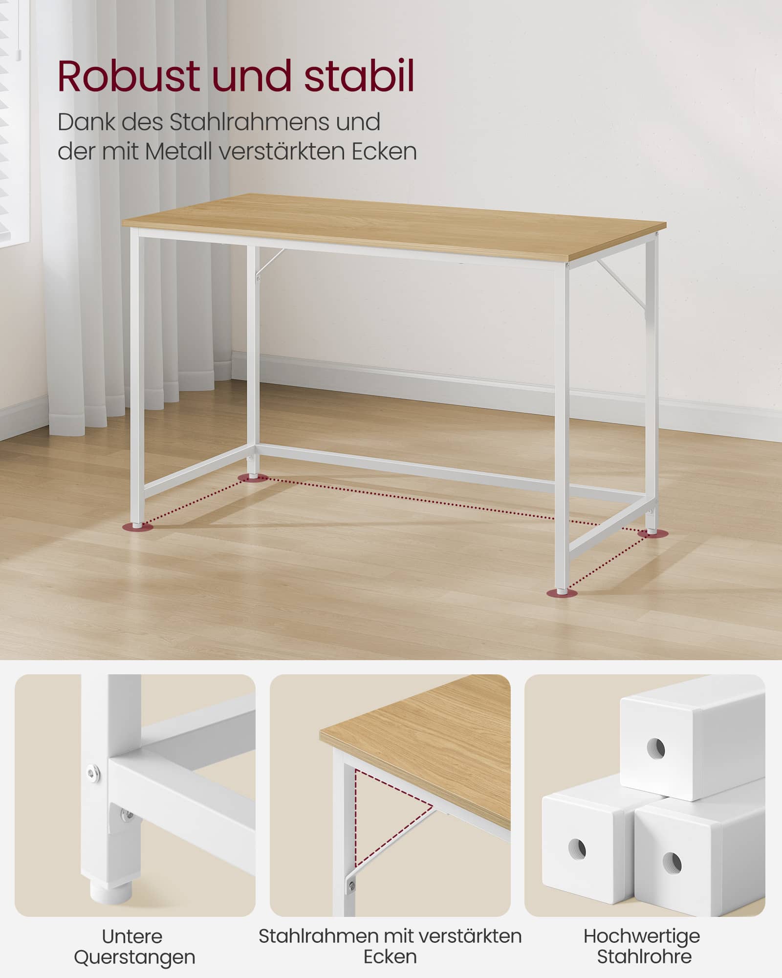 Schreibtisch mit Metallgestell 60 x 120 x 76 cm