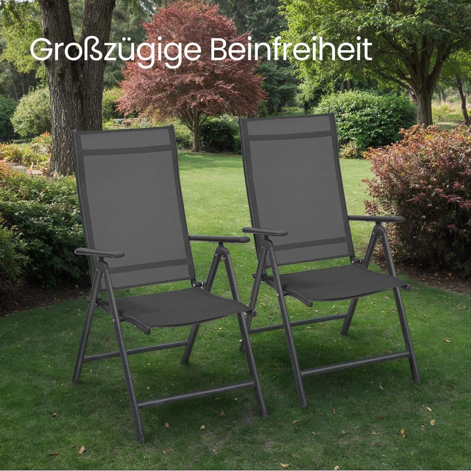 Gartenstuhl 2er Set, Klappstuhl bis 150 kg belastbar, mit Metallgestell Gartenstuhl 2er Set, Klappstuhl bis 150 kg belastbar, mit Metallgestell