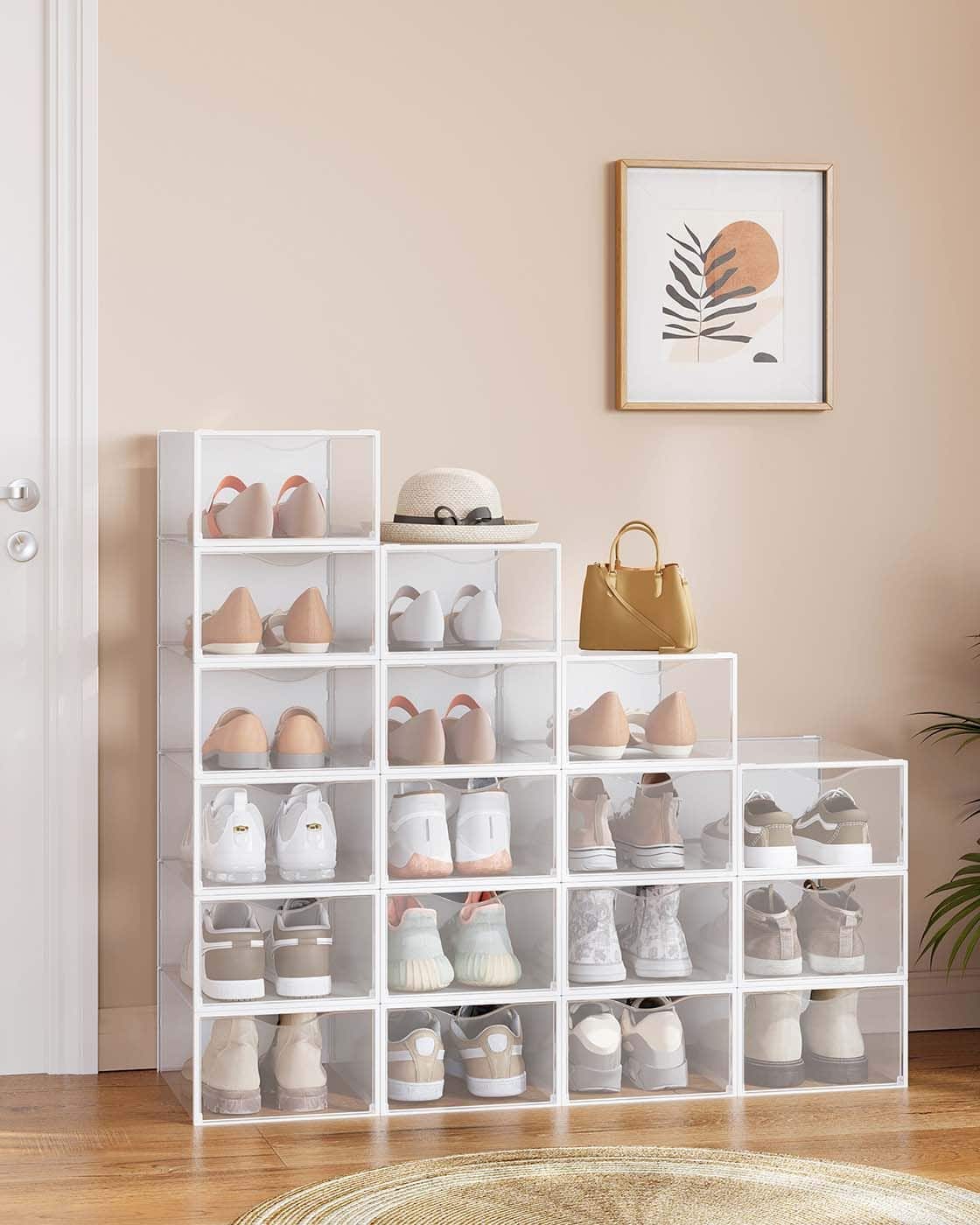 Schuhboxen 18er Set mit Tür 33,2 x 23 x 14,5 cm transparent-wolkenweiß Schuhboxen 18er Set mit Tür 33,2 x 23 x 14,5 cm transparent-wolkenweiß