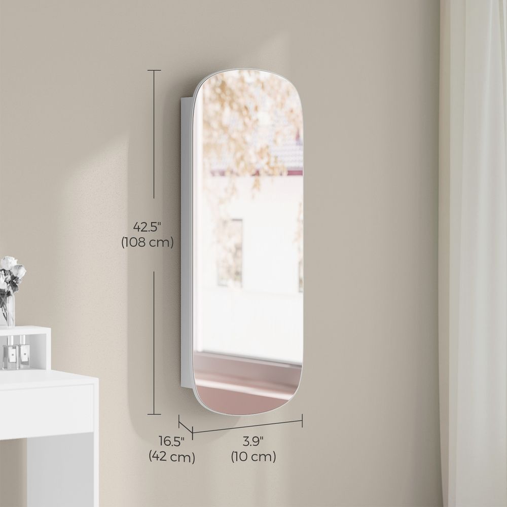 Wandschrank mit Spiegel Oberfläche in Weiß Wandschrank mit Spiegel Oberfläche in Weiß