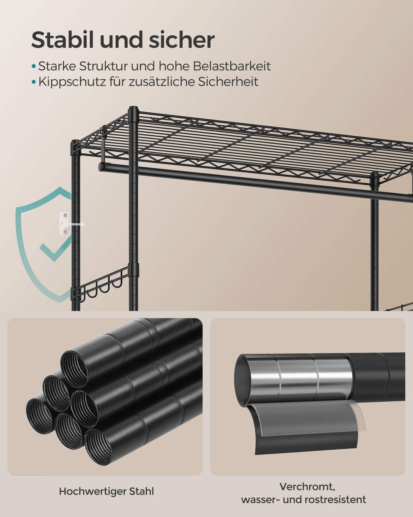 Kleiderständer mit 2 Schubladen tintenschwarz