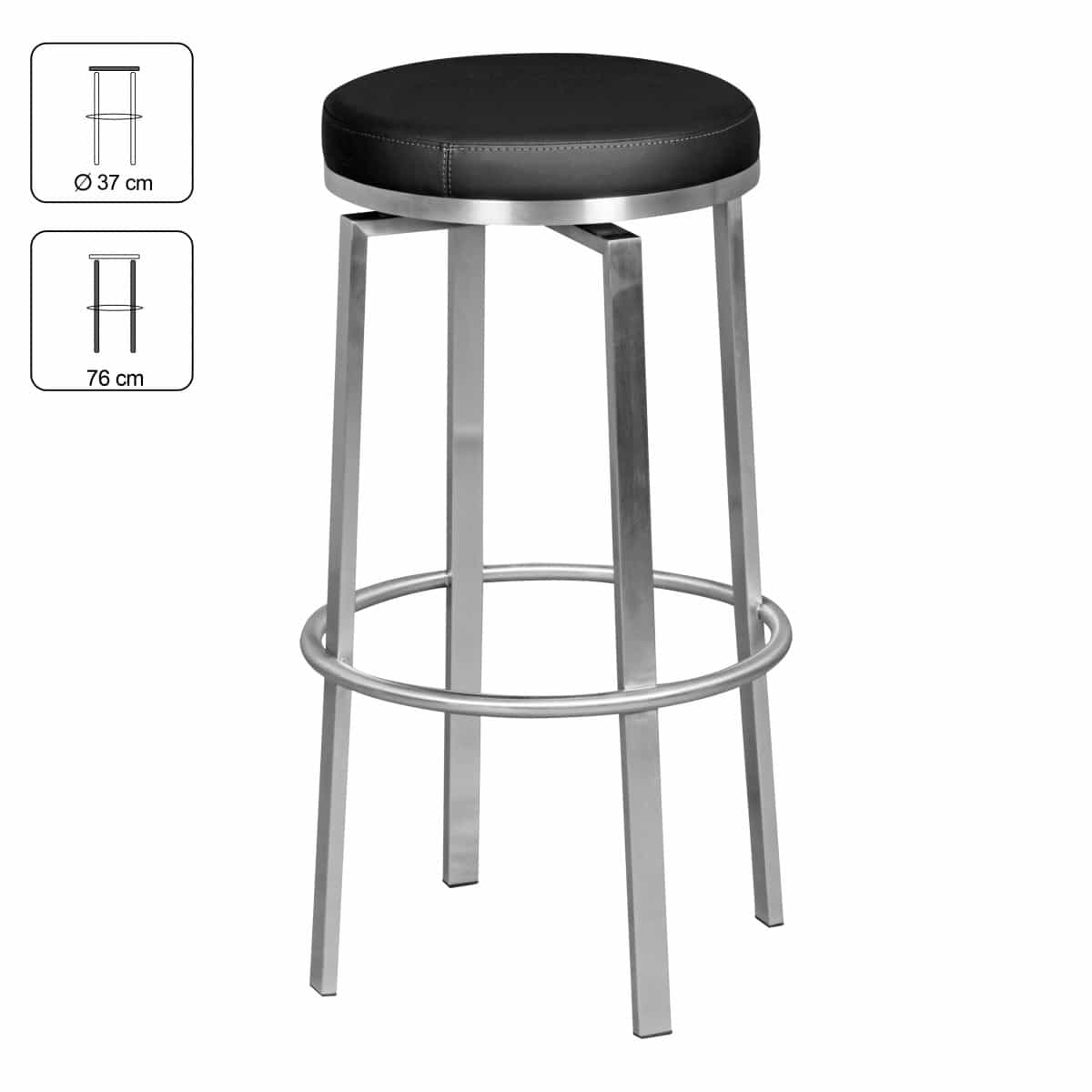 41778-WOHNLING-Barhocker-Durable-M8-schwarz-WL1-9_1 Barhocker WL1.947 Schwarz 42x76x42 cm Edelstahl Barstuhl 360° Drehbar
