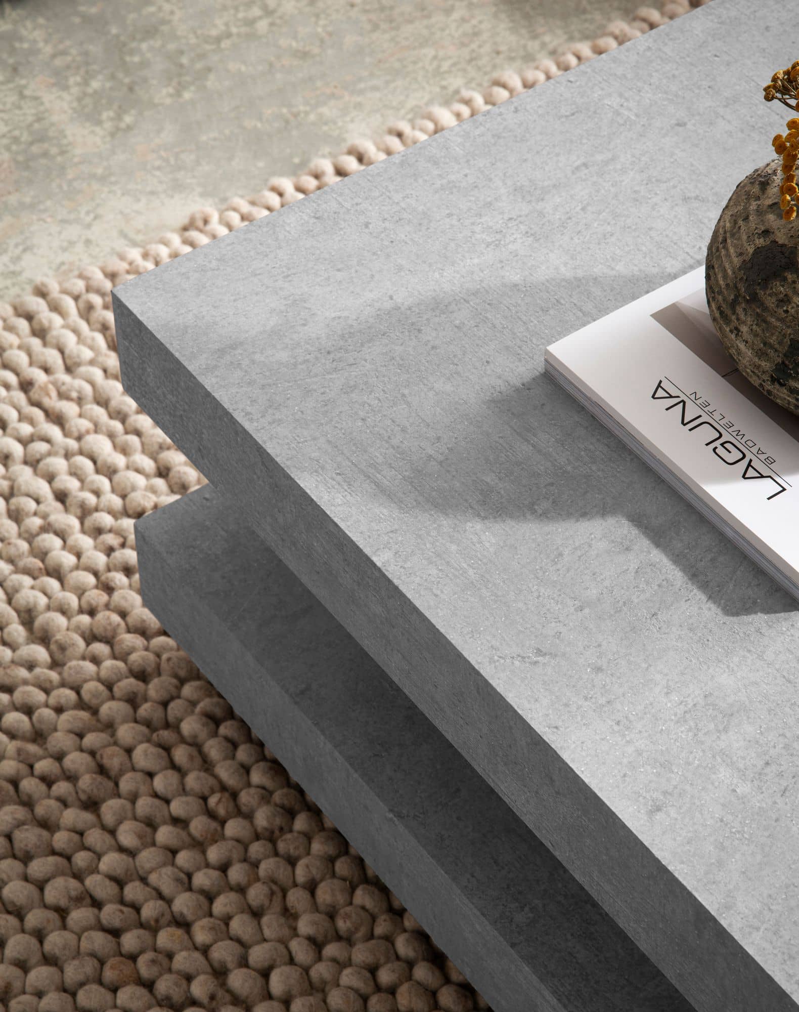Couchtisch 60x60x34 cm Grau Sofatisch in Beton-Optik Modern Couchtisch 60x60x34 cm Grau Sofatisch in Beton-Optik Modern
