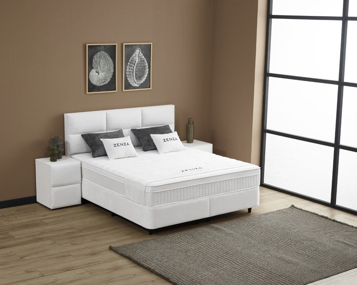 Boxspringbett Zenza Creme mit Bettkasten – ABC Bedding