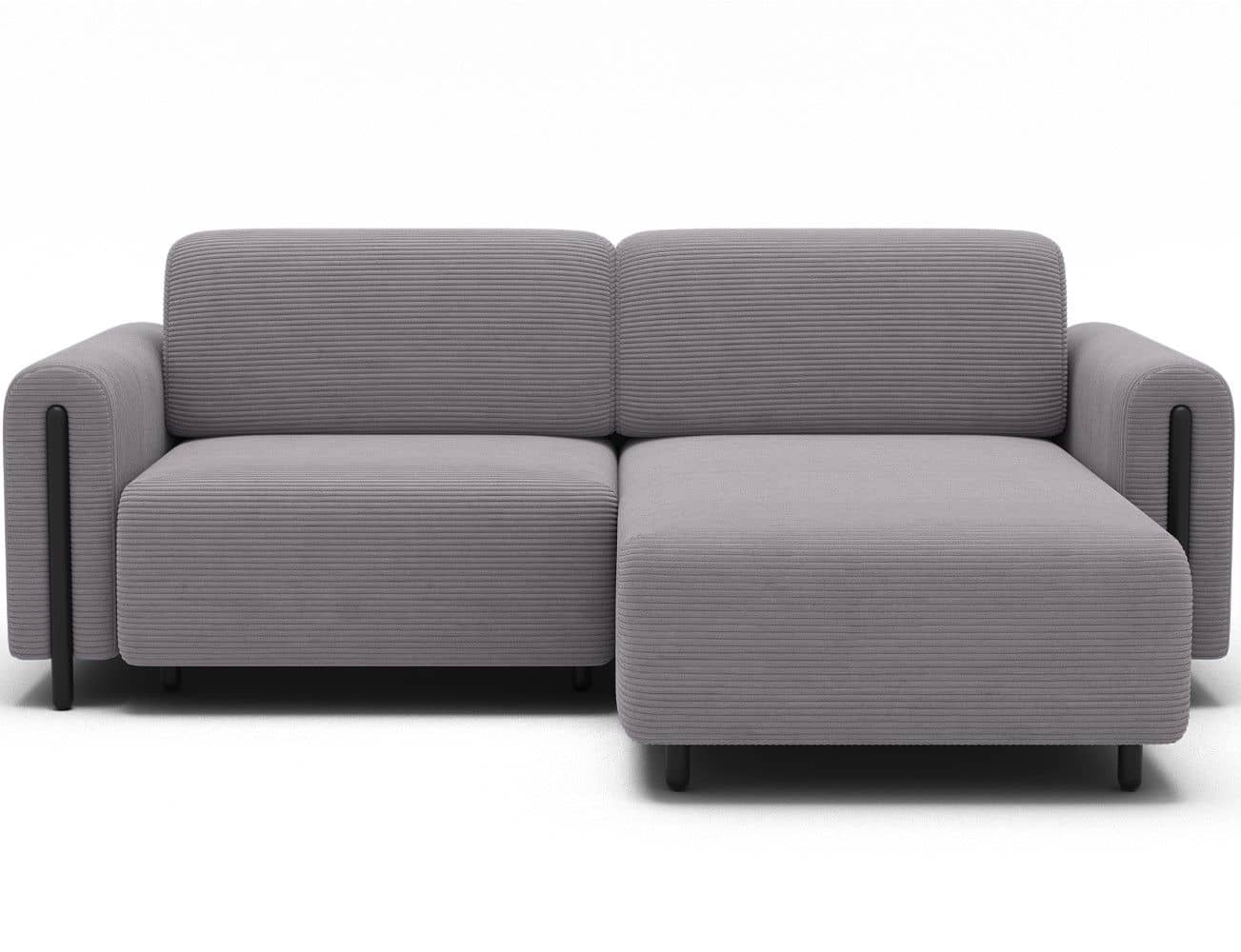 Ecksofa Acossta Jarrell Breitcord Grau mit Schlaffunktion