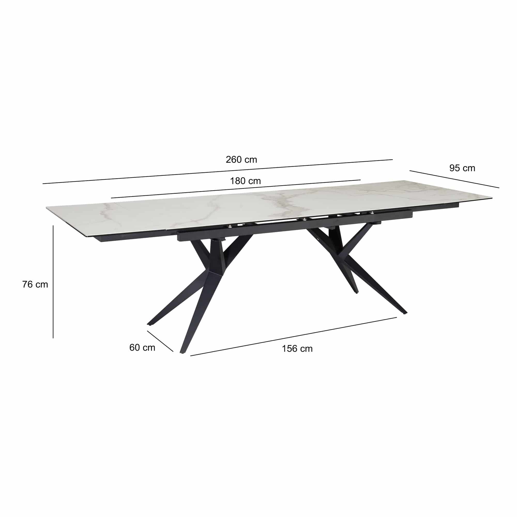 Esszimmertisch 180 - 260 cm Ausziehbar Keramik Glas Weiß Esszimmertisch 180 - 260 cm Ausziehbar Keramik Glas Weiß