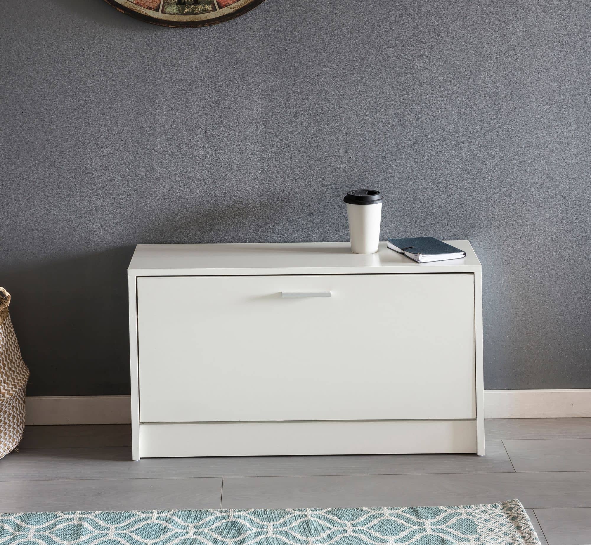 45765-WOHNLING-Schuhbank-mit-1-Klappe-Weiss_12 Schuhbank SPLIT mit Sitzfläche Weiß Schuhkipper Holz 80 x 47 x 24 cm