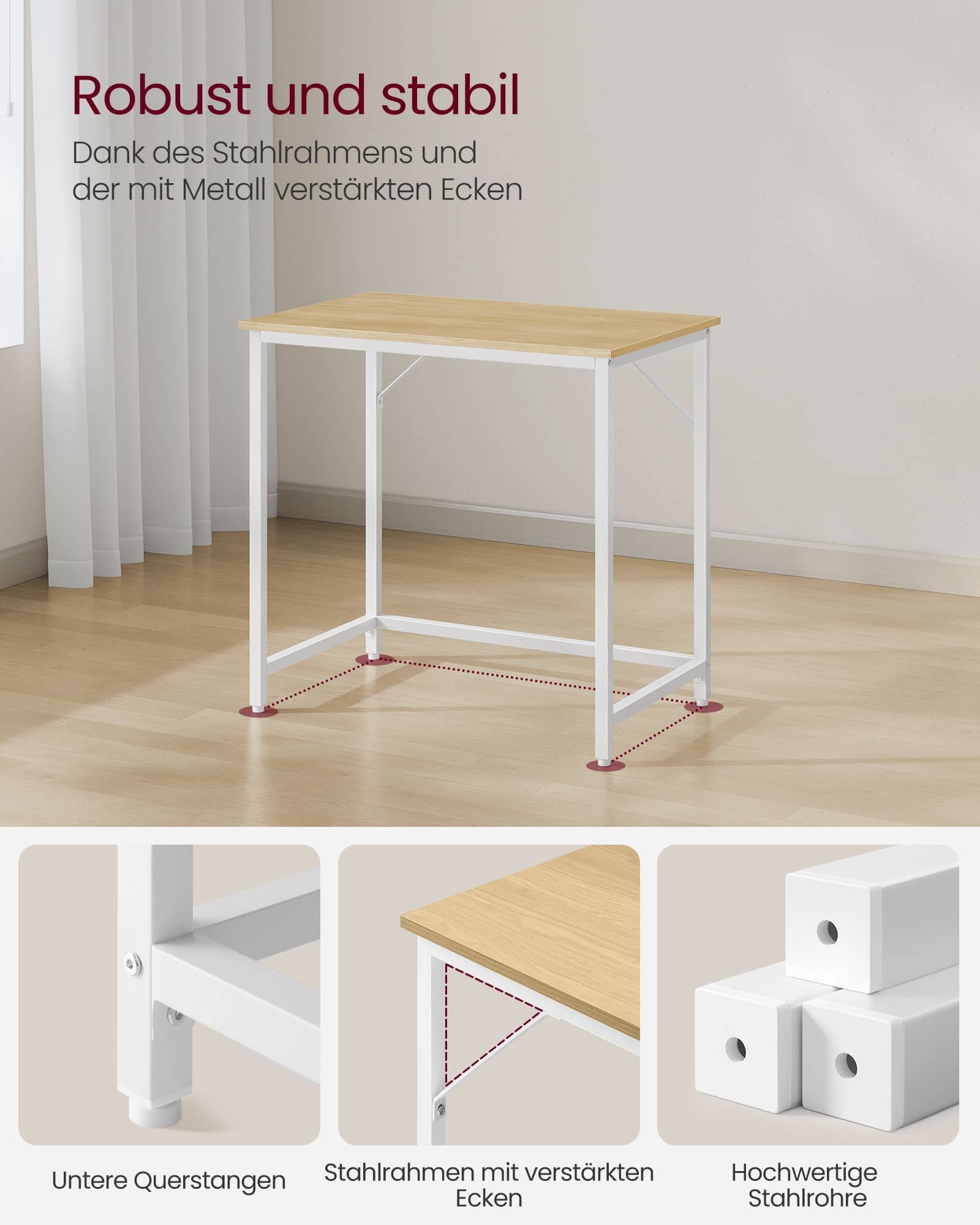 Schreibtisch mit Metallgestell 50 x 80 x 76 cm