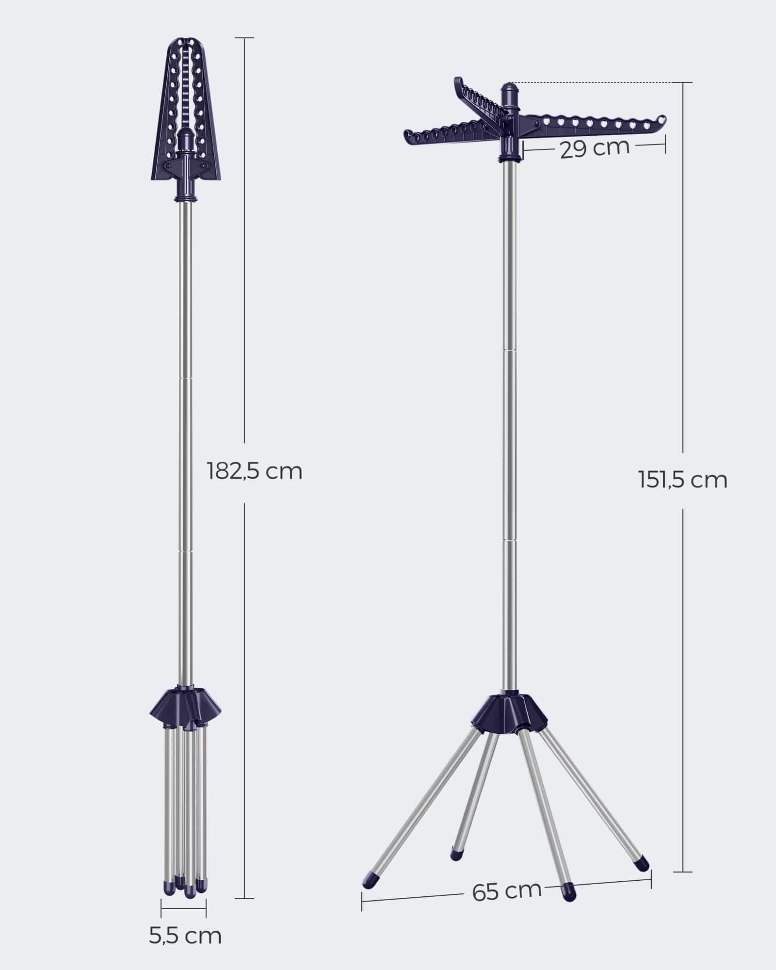 Wäscheständer mit 3 drehbaren Armen und 4 Beinen blau-silbern Wäscheständer mit 3 drehbaren Armen und 4 Beinen blau-silbern