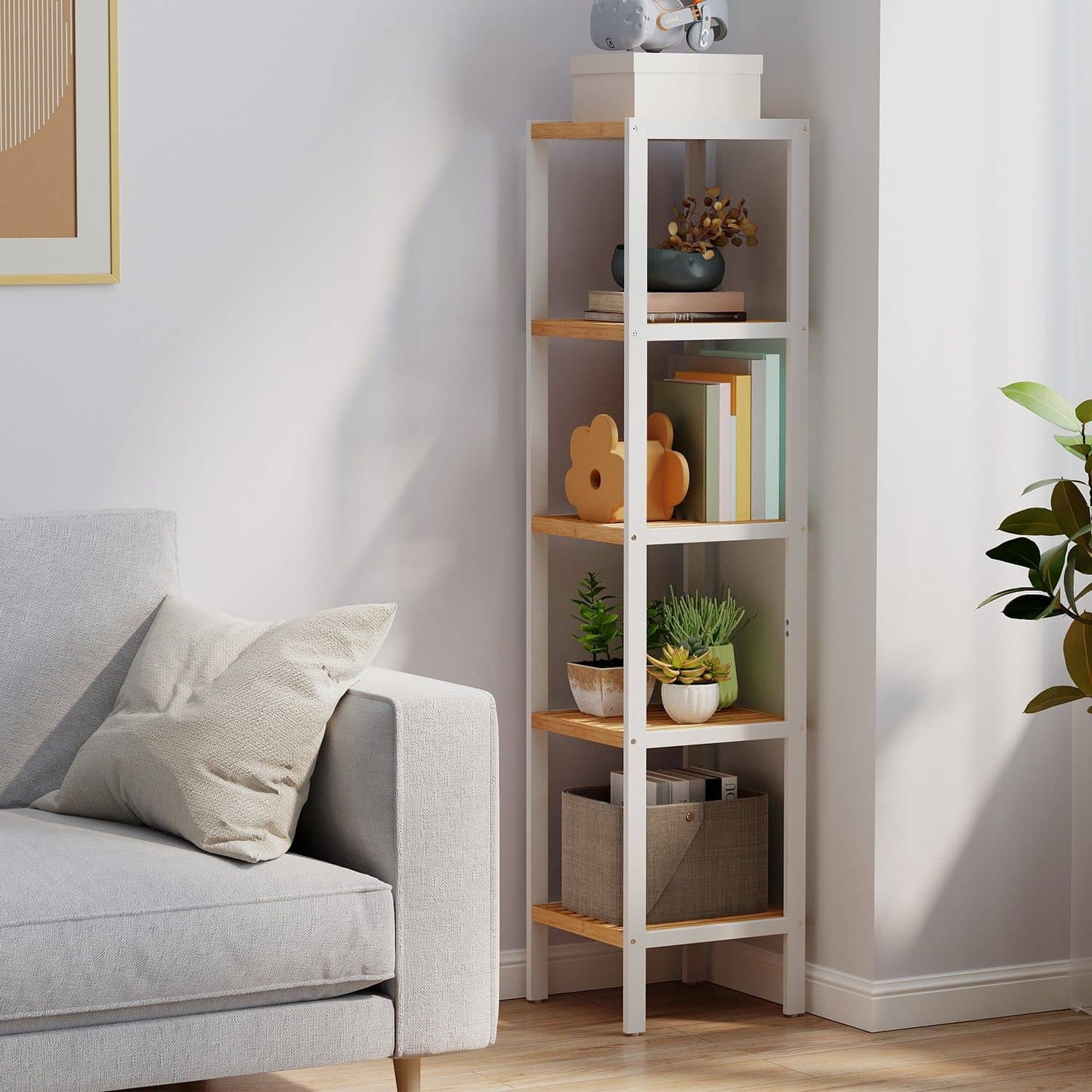 Badregal 5 Ebenen, schmales Regal stehend, multifunktionales Aufbewahrungsregal Badregal 5 Ebenen, schmales Regal stehend, multifunktionales Aufbewahrungsregal