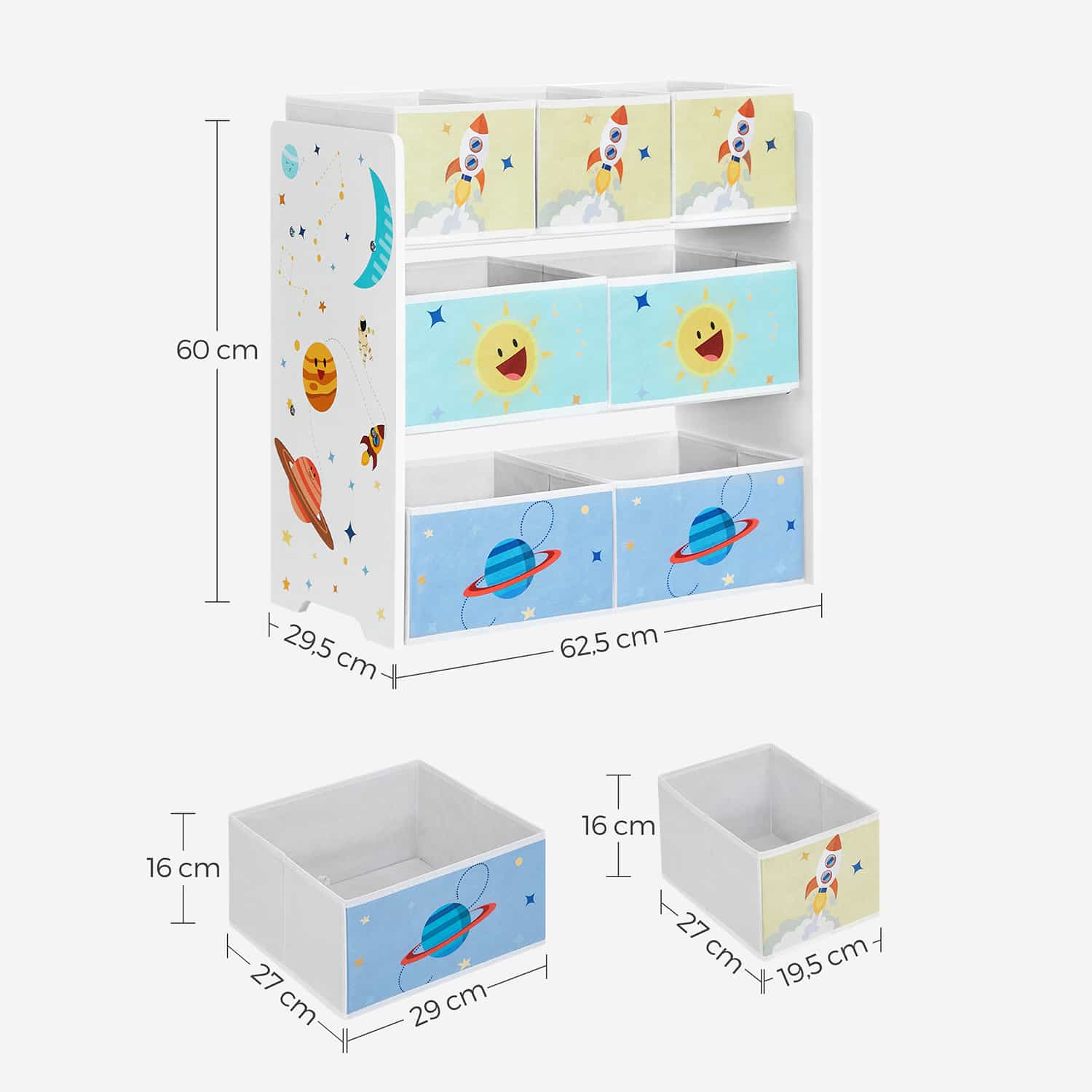 Kinderzimmer-Regal mit 7 Boxen Kinderzimmer-Regal mit 7 Boxen