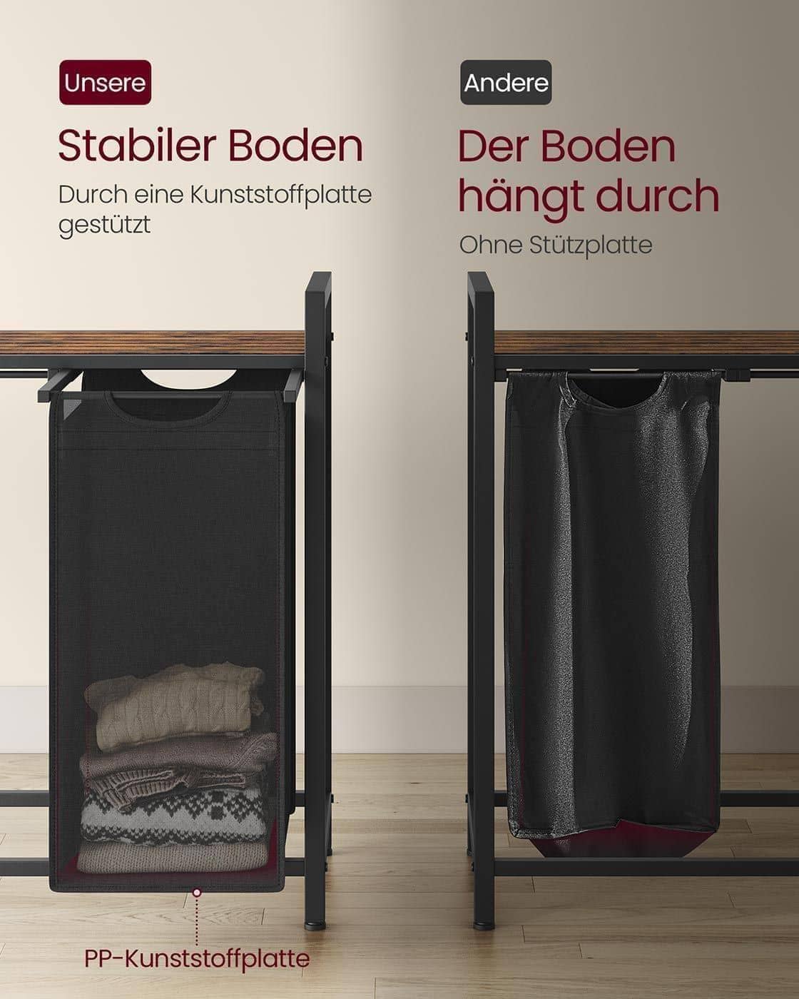 Wäschesammler mit Ablage aus Oxford-Gewebe Wäschesammler mit Ablage aus Oxford-Gewebe