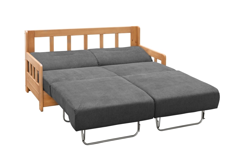 Camino_2F_3609_21-19-Fkt-2 Einzeln ausziehbare Schlaffunktion: Benformato Sofa Camino in Anthrazit mit Holzdetails